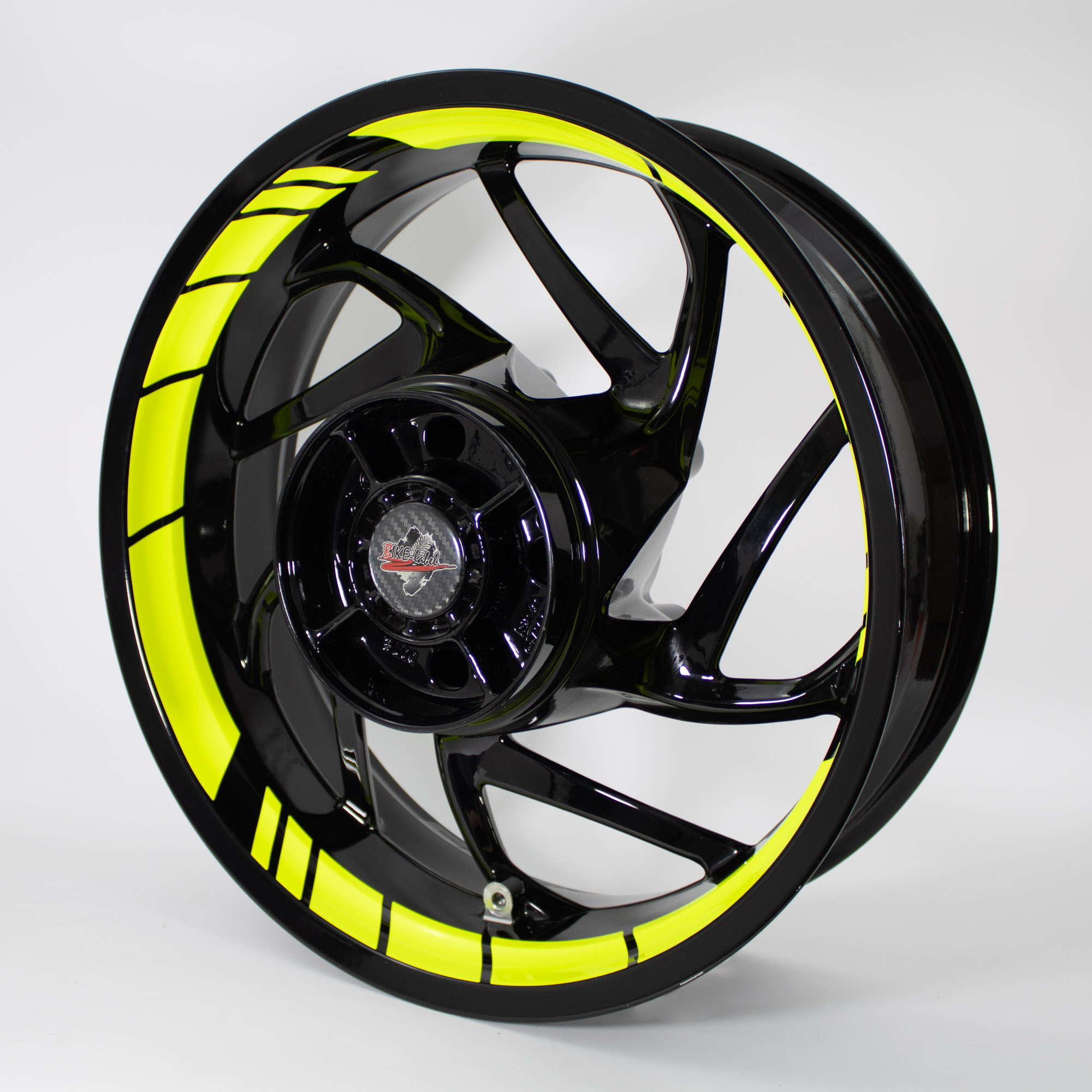 Felgenbett Aufkleber GP Style Neon Gelb 16er Set Rim Stripes Motorrad Auto