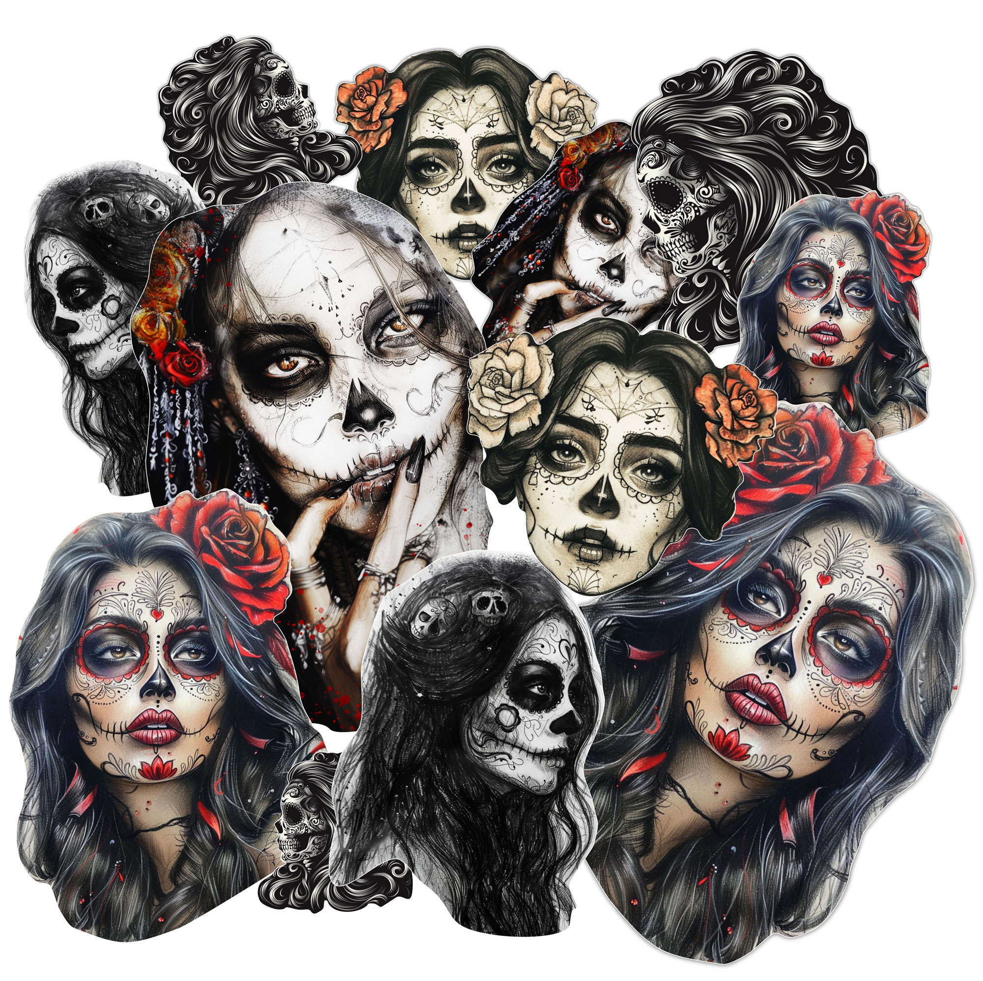 Rahmenschutzaufkleber La Catrina 12 Stück Laptop Auto Handy Deko E-Bike Scooter