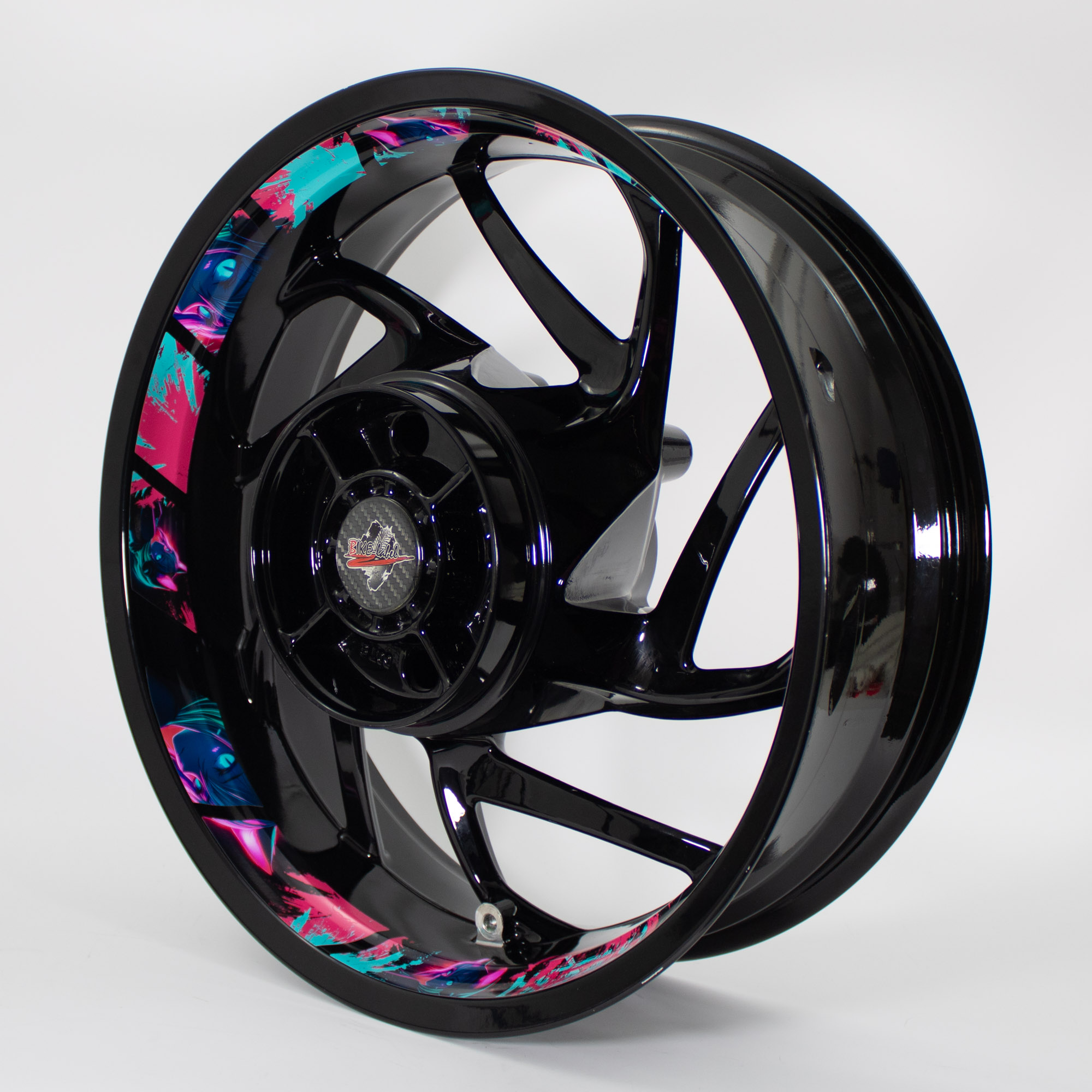 Extra breite Felgenbett Aufkleber Anime Cat Girl pink 18er Set Rim Stripes Motorrad Auto