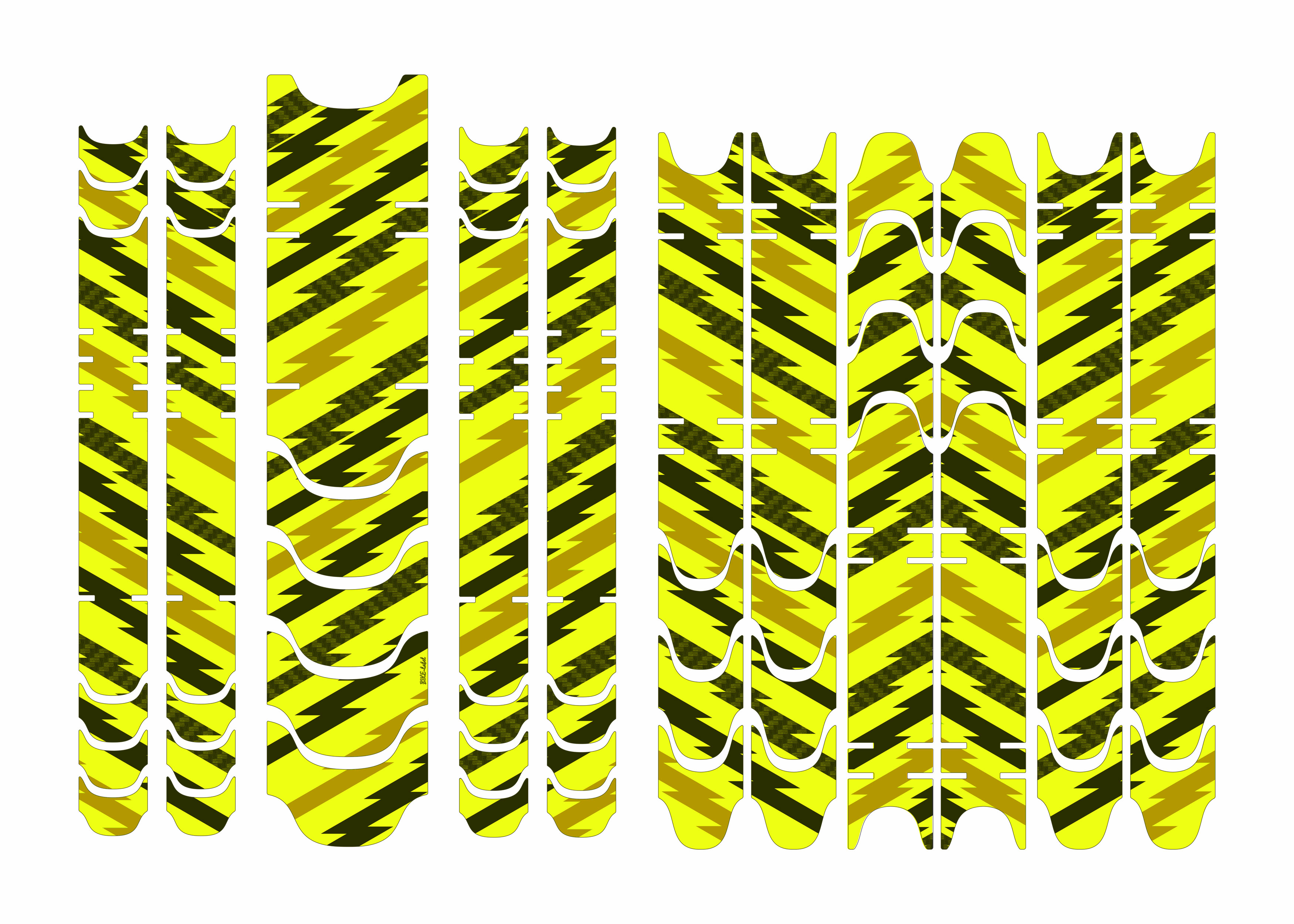 Rahmenaufkleber Set Neon Design Zick Zack für Fahrrad E-Bike Roller Rahmen