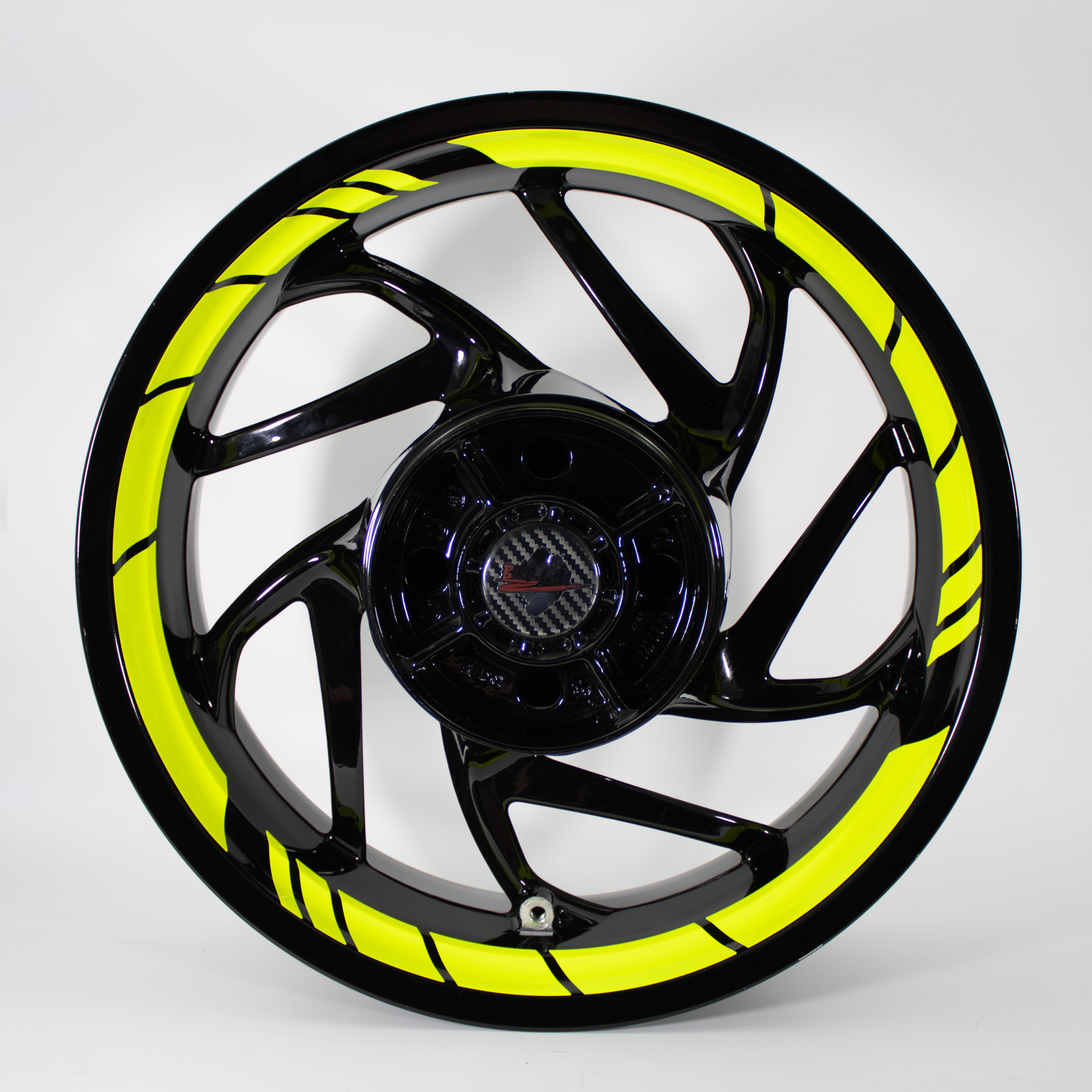 Felgenbett Aufkleber GP Style Neon Gelb 16er Set Rim Stripes Motorrad Auto