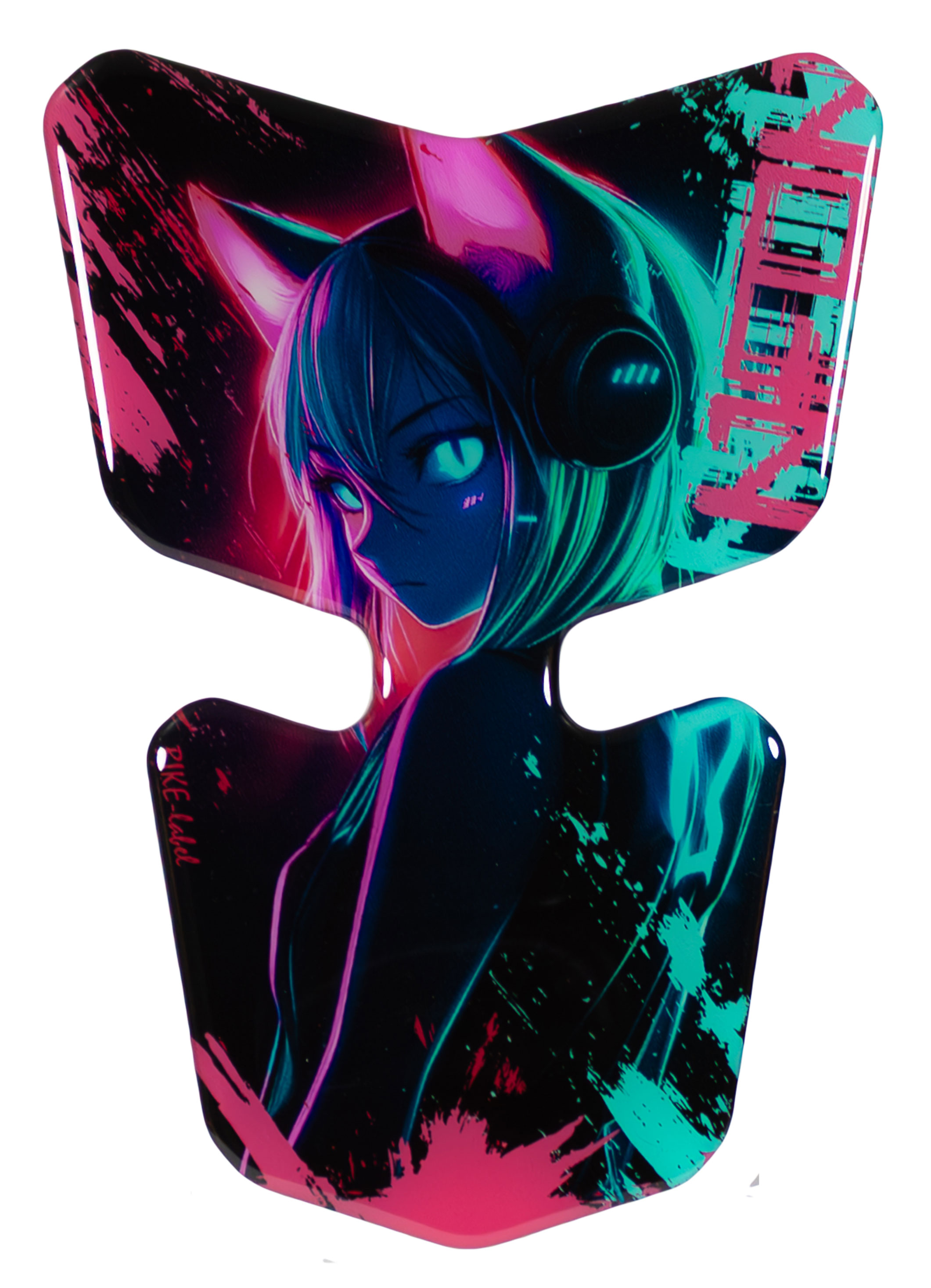 Anime Catgirl Cyber Tankpad Motorrad Kawaii pink cyan edgy Style 3D Gel Sticker Anime Catgirl Cyber Tankpad Motorrad Kawaii pink cyan edgy Style 3D Gel Sticker