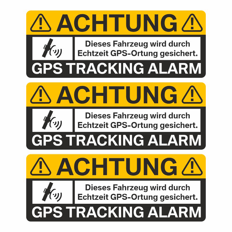 Anti Diebstahl Alarm Sticker innenklebend deutsch 3Set GPS Tracking Auto Fenster
