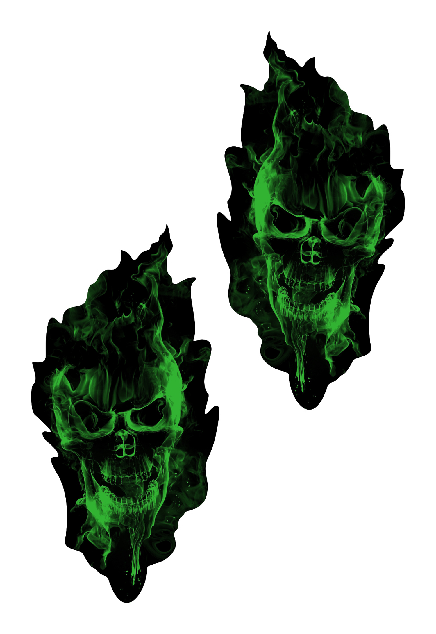Autoaufkleber Ghost Green 2 Stück Skateboard Dekosticker Tuning Laptop Scooter