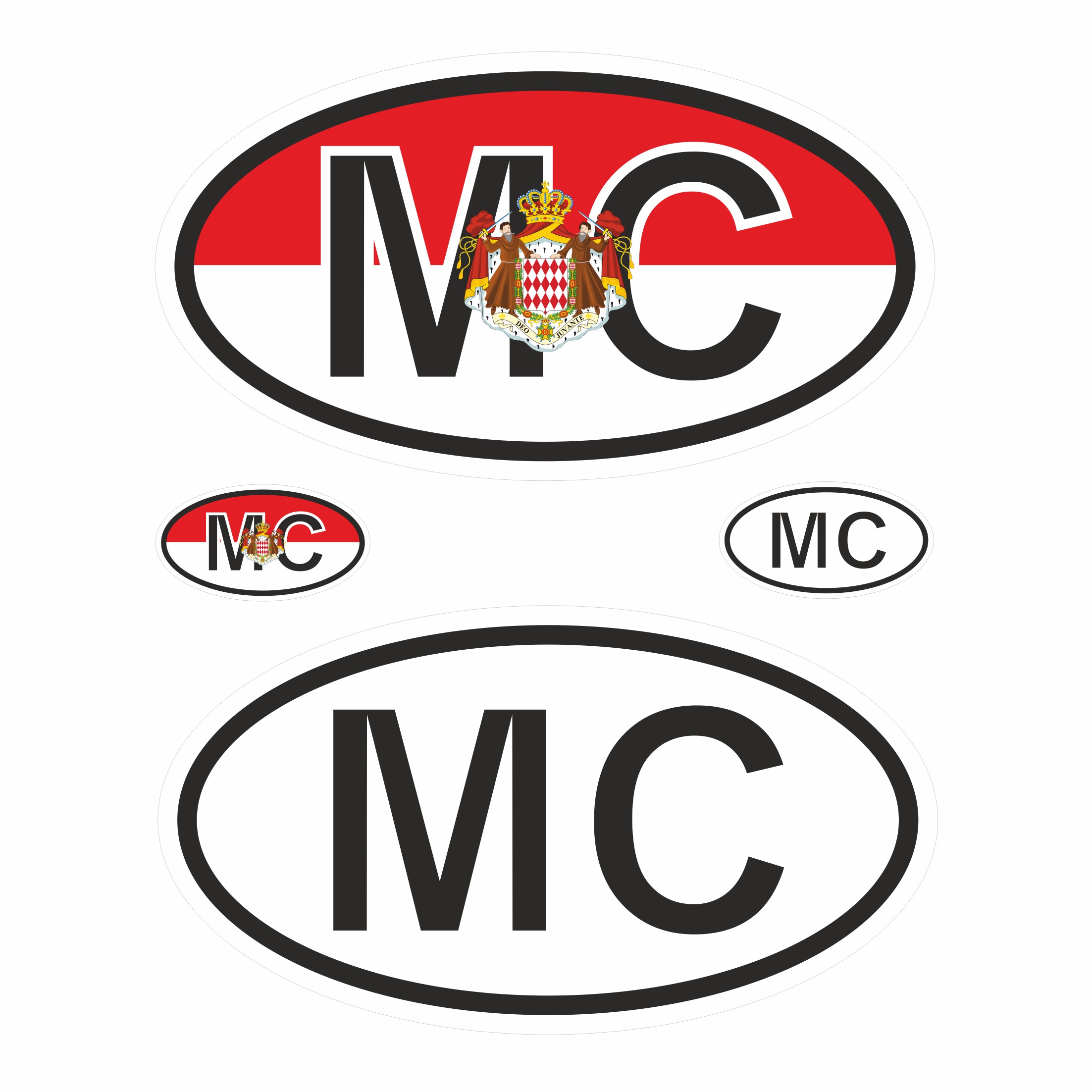 Länderkennzeichen Aufkleber Flagge 4 Stck Caravan Auto Kfz Camper Monaco
