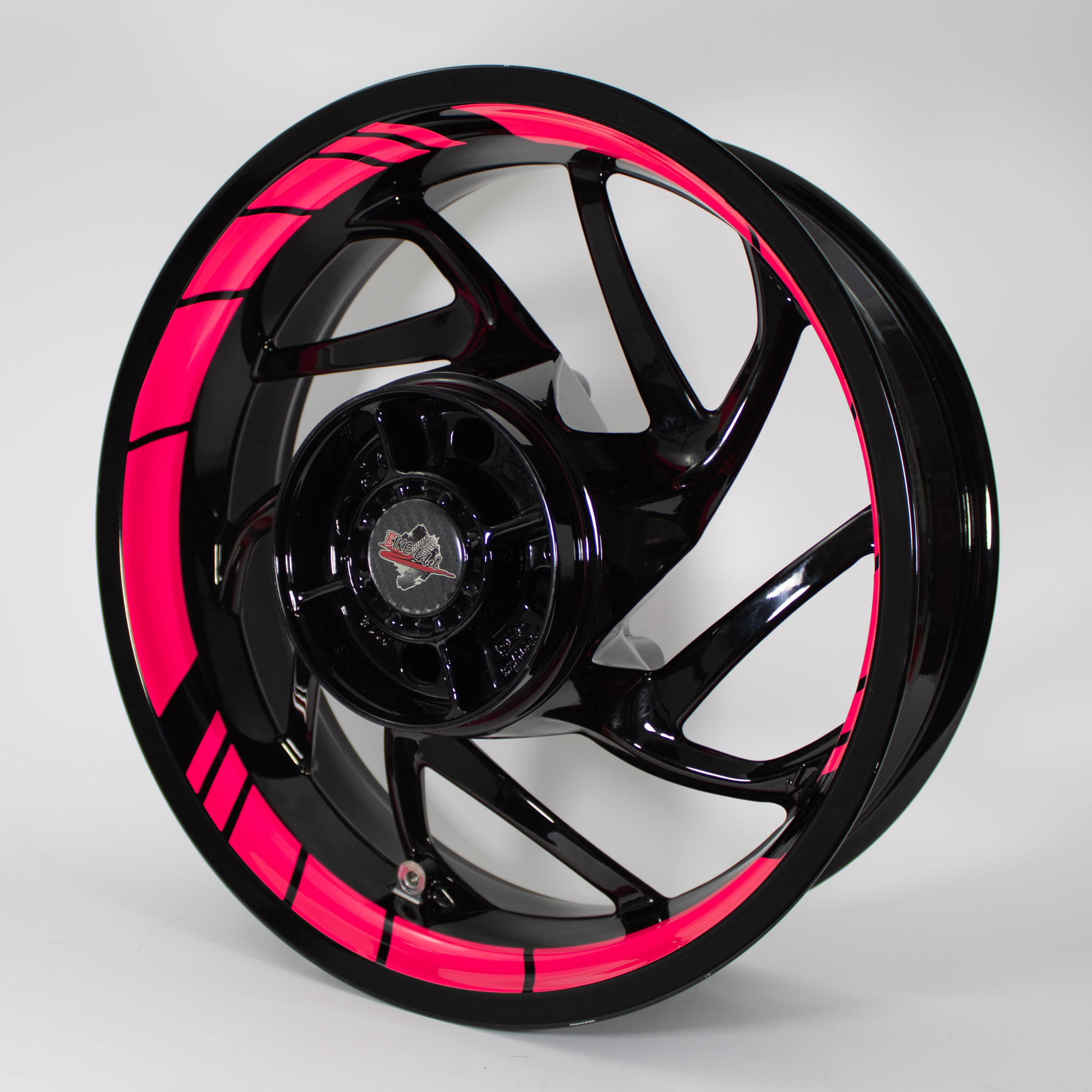 Felgenbett Aufkleber GP Style Neon Pink 16er Set Rim Stripes Motorrad Auto