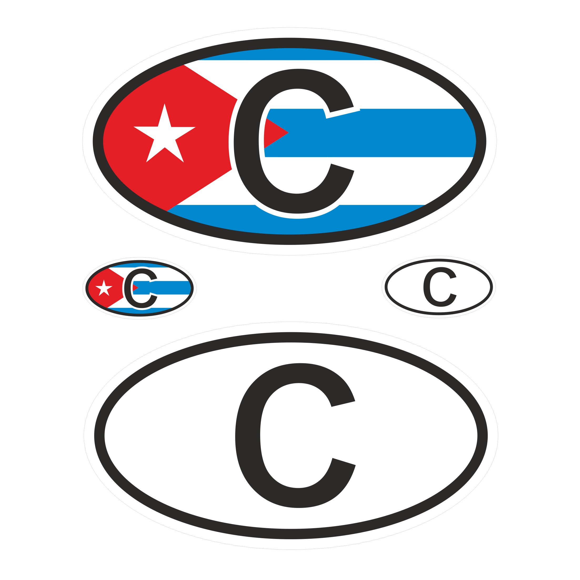 Länderkennzeichen Aufkleber Flagge 4 Stck Caravan Auto Kfz Camper Kuba
