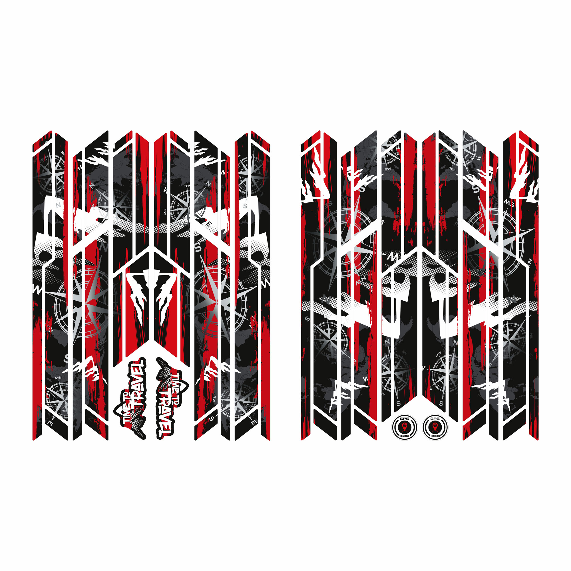 Fahrrad Rahmen Aufkleber Set Time To Travel Red Nautical für Fahrrad E-Bike^