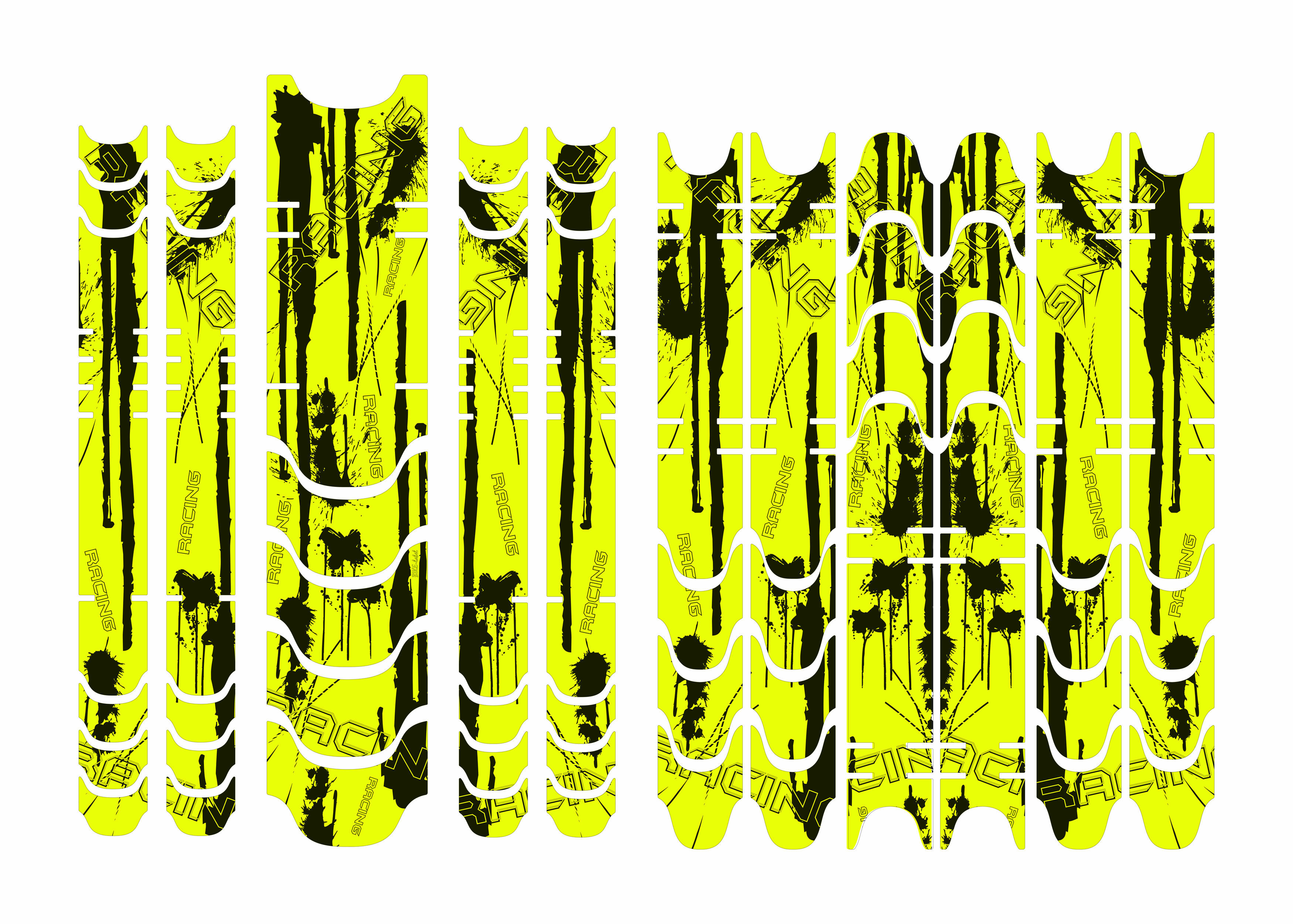 Rahmenaufkleber Set Neon Design Racing Splatter für Fahrrad E-Bike Roller Rahmen