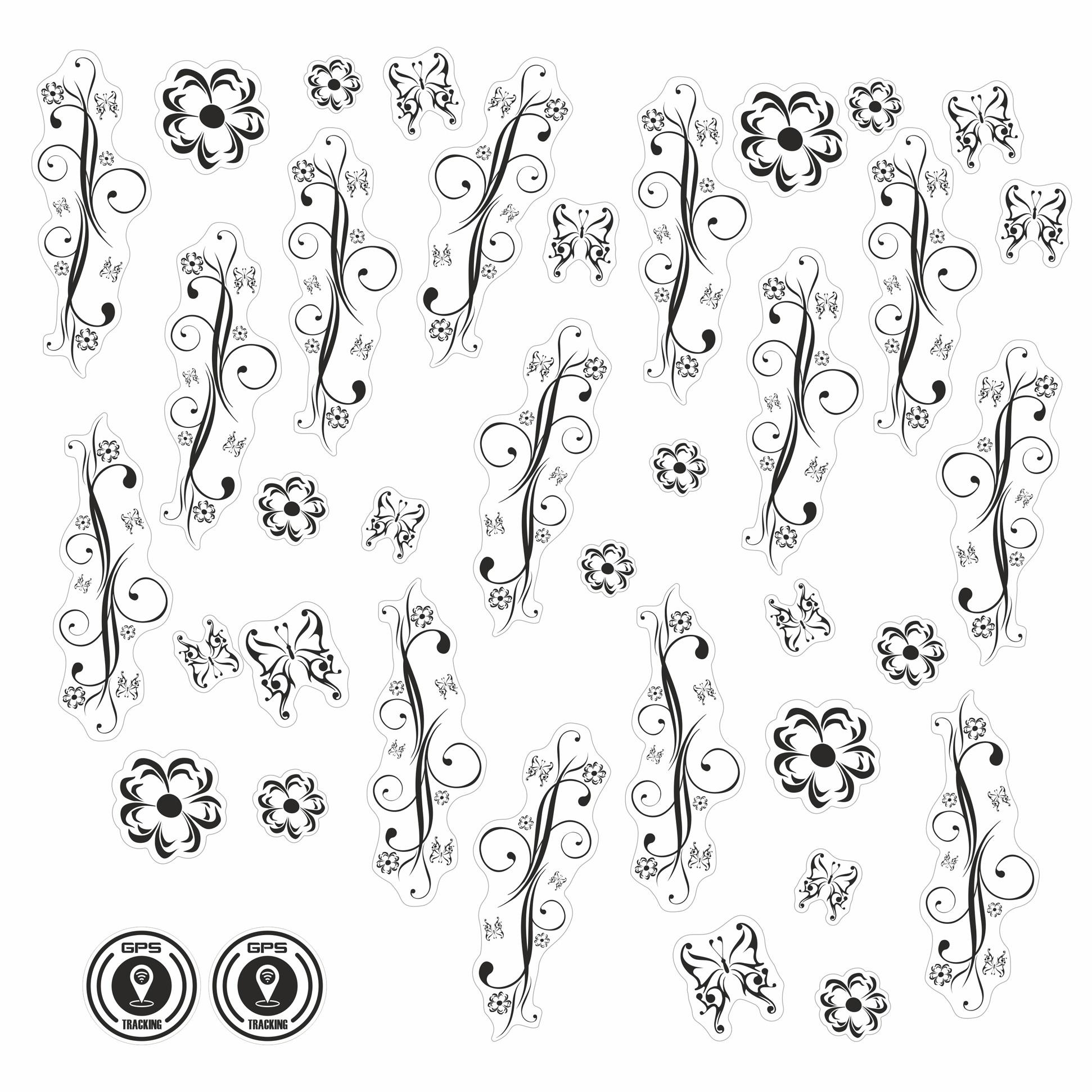 Aufkleber Fahrrad Rahmen 38-teiliges Sticker Set Transparent Tattoo Blumen Aufkleber Fahrrad Rahmen 38-teiliges Sticker Set Transparent Tattoo Blumen