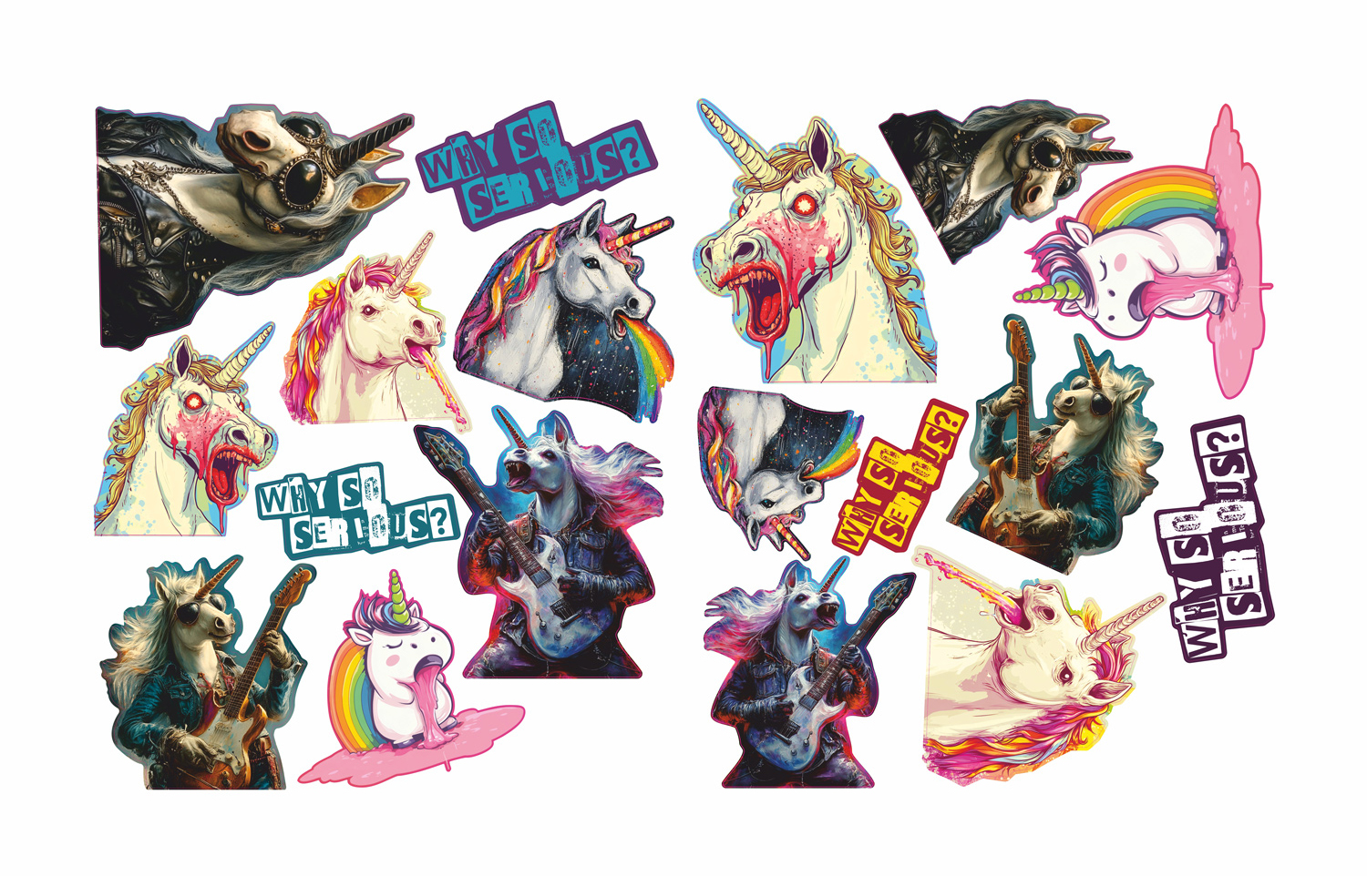 Deko 18-teiliges Aufkleber Sticker Auto Verrückte Einhörner Helmaufkleber Laptop Deko 18-teiliges Aufkleber Sticker Auto Verrückte Einhörner Helmaufkleber Laptop