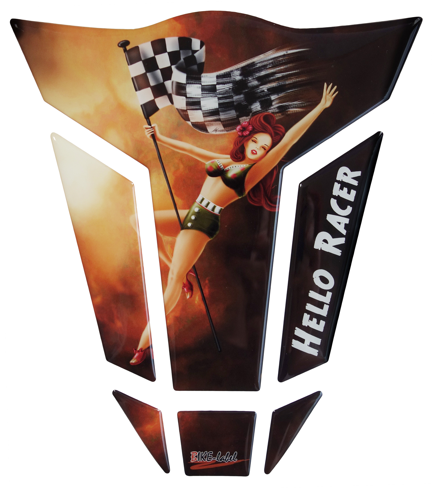 B-Ware Tankpad Motorrad 3D Aufkleber Pin Up Girl Racing Lackschutz Kratzschutz