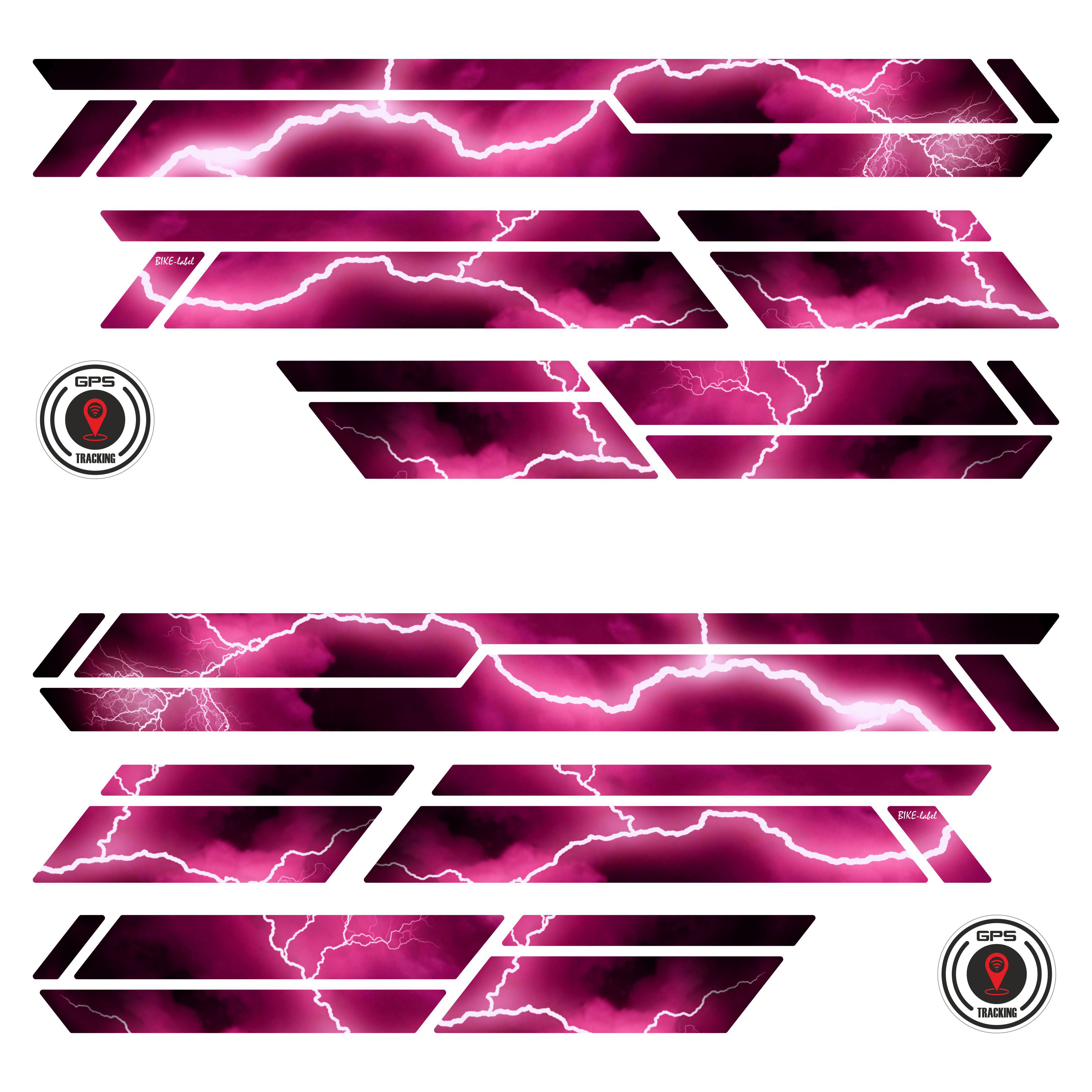 Fahrradrahmen Aufkleber 12-teilig XL Sticker Set E-Bike Blitz Pink Thunder Fahrradrahmen Aufkleber 12-teilig XL Sticker Set E-Bike Blitz Pink Thunder