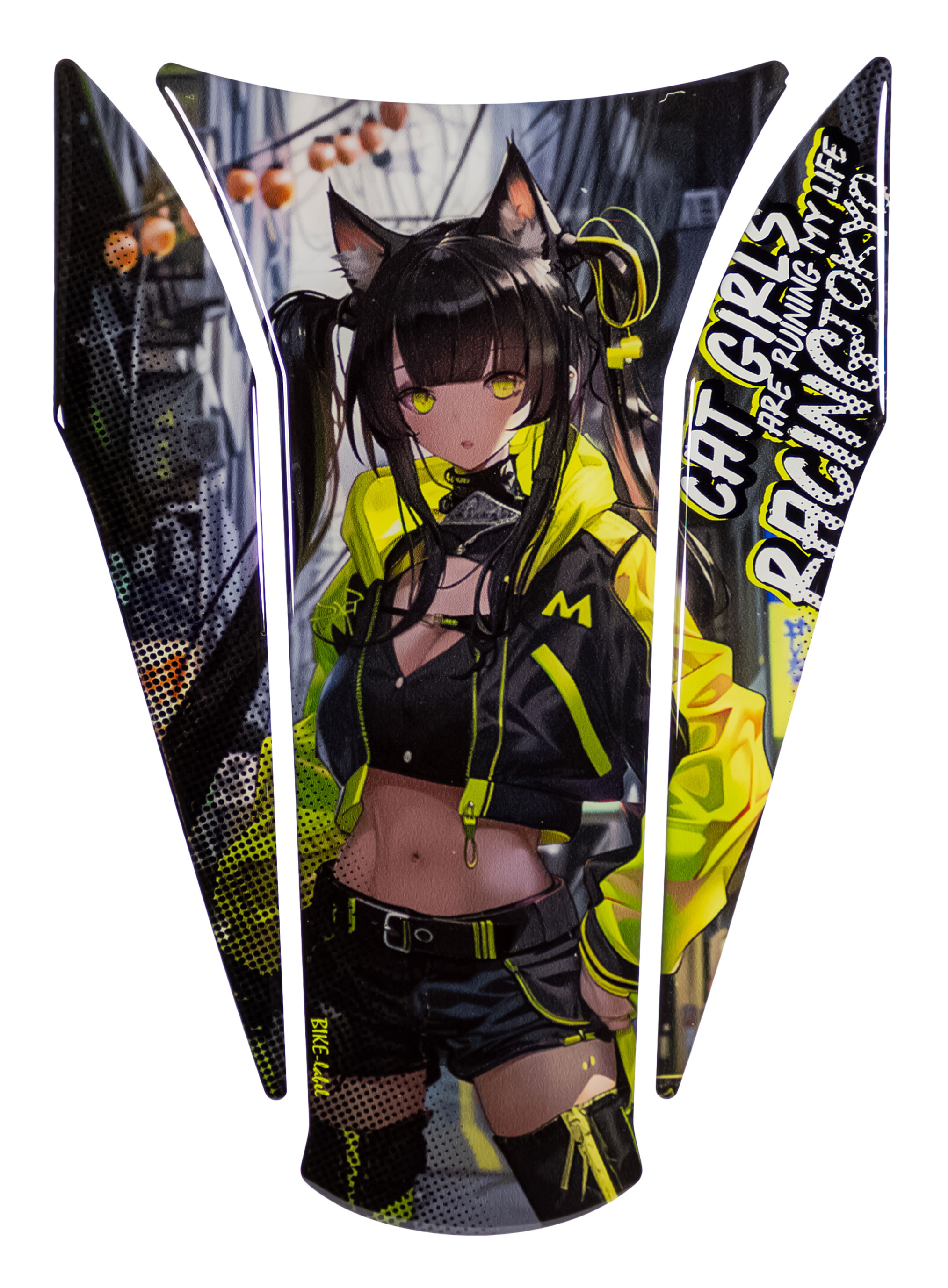 Tankpad 3D Motorradschutz Anime Cat Girl Grün-Gelb kompatibel mit Kawasaki Z900 Tankpad 3D Motorradschutz Anime Cat Girl Grün-Gelb kompatibel mit Kawasaki Z900
