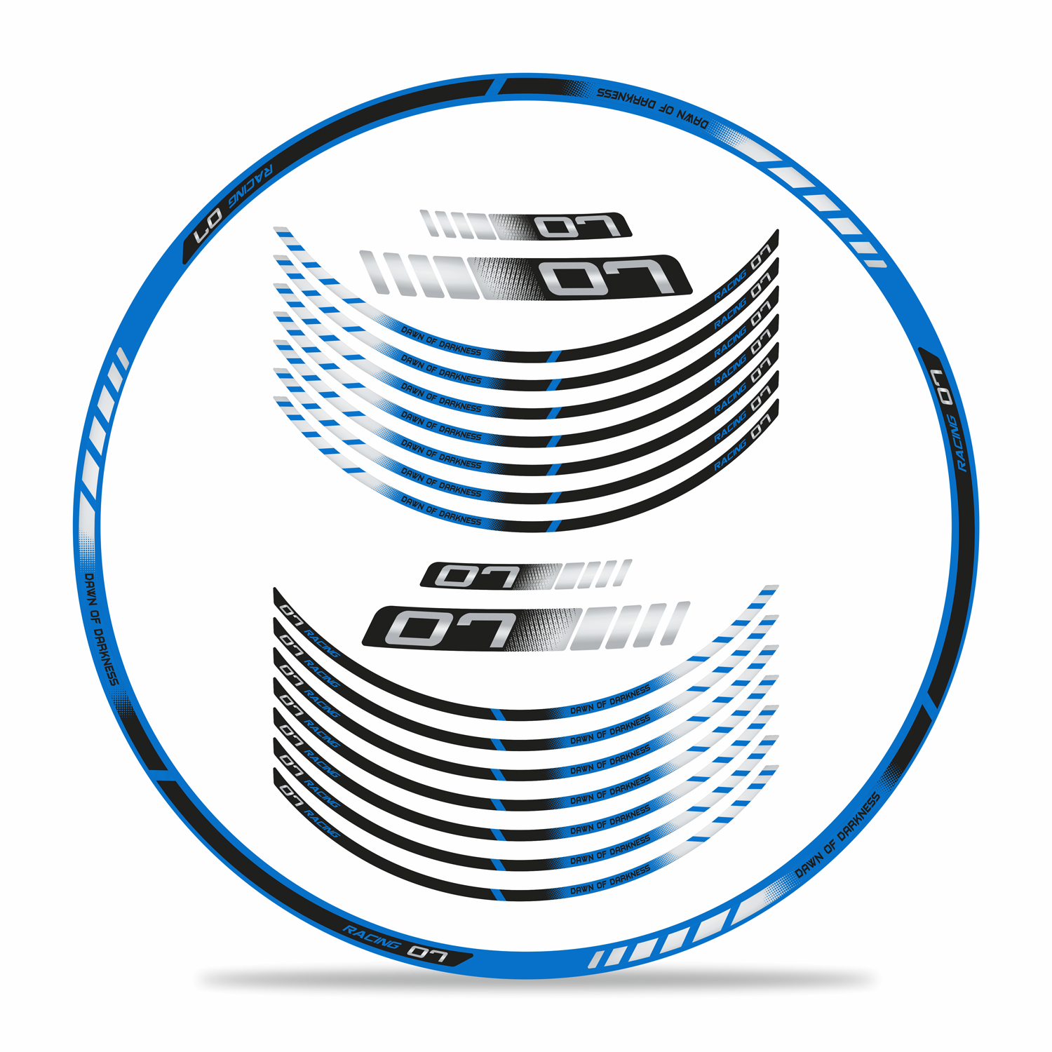 Felgenrandaufkleber Felgenbett blau weiß kompatibel mit Yamaha MT-07