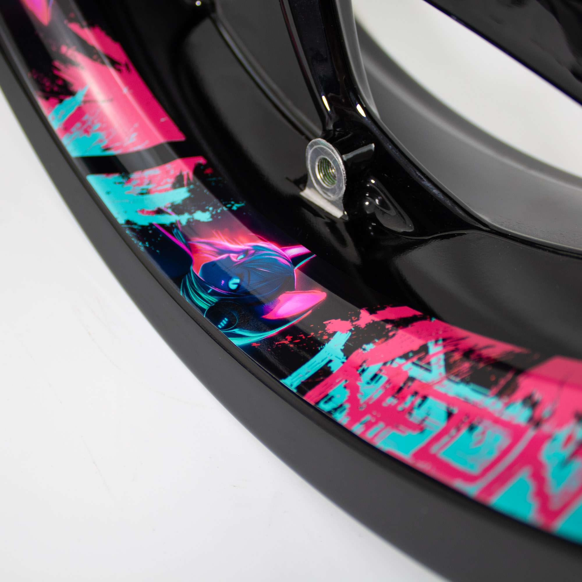 Extra breite Felgenbett Aufkleber Anime Cat Girl pink 18er Set Rim Stripes Motorrad Auto
