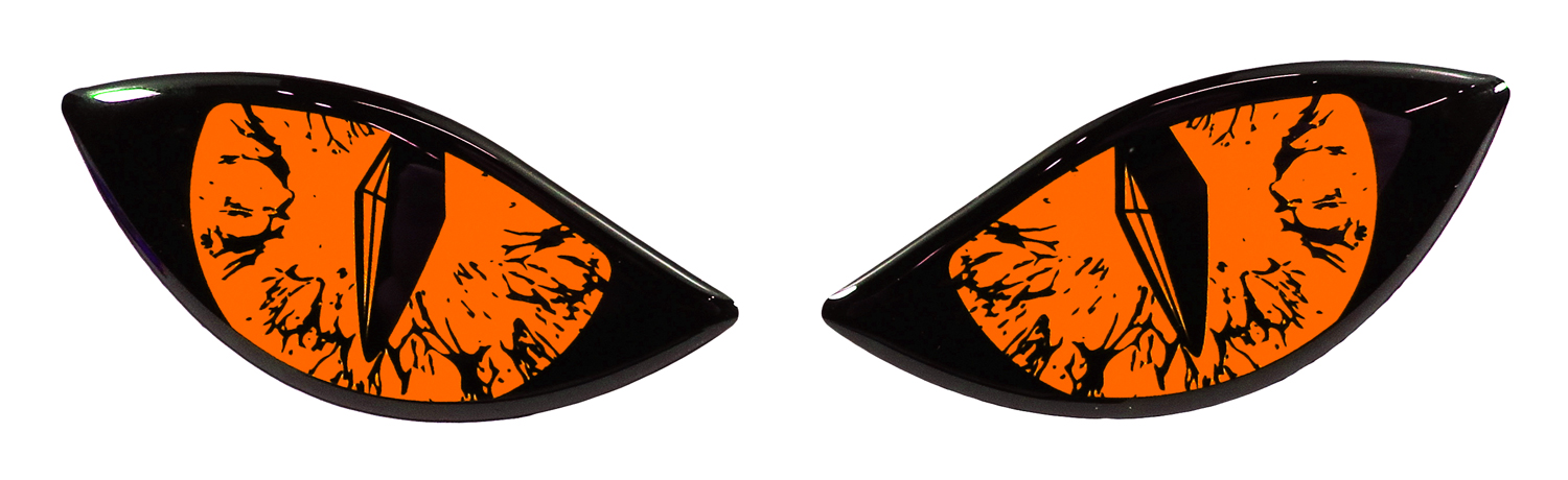 Aufkleber 3D Böse Augen Neon Orange Lackschutz Motorrad Roller Motorradhelm Dekor