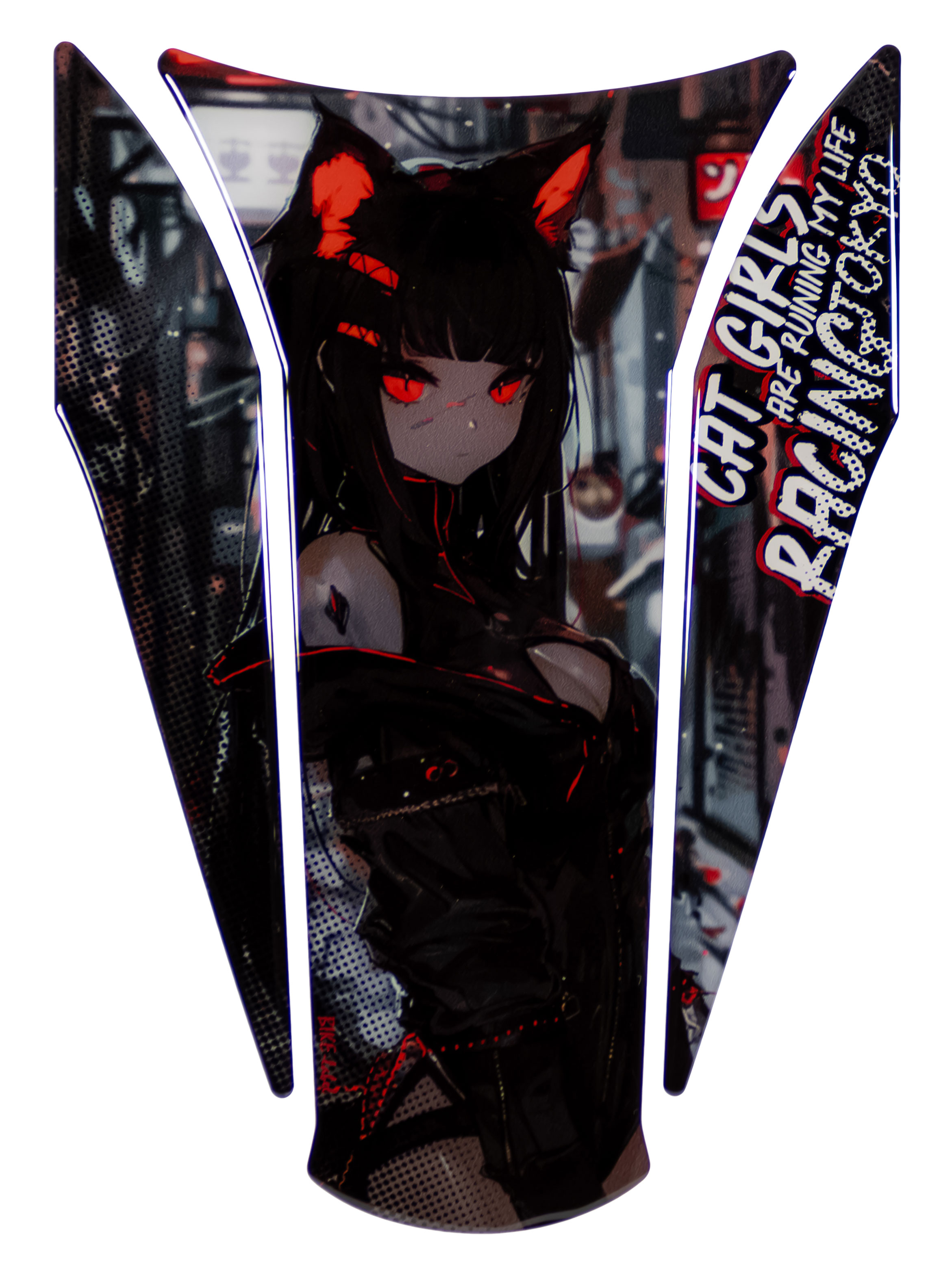 Tankpad Aufkleber 3D Lackschutz Anime Cat Girl Rot kompatibel mit Kawasaki Z900 Tankpad Aufkleber 3D Lackschutz Anime Cat Girl Rot kompatibel mit Kawasaki Z900
