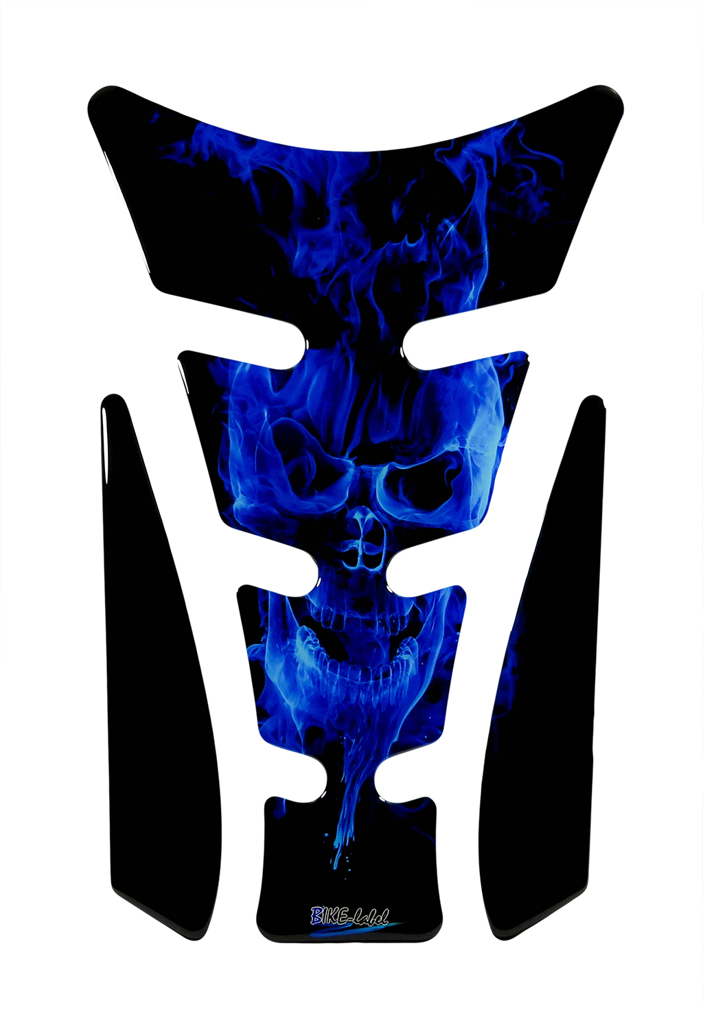 Motorrad Tankpad Aufkleber 3D – Totenkopf Flammen Blau – Lackschutzfolie