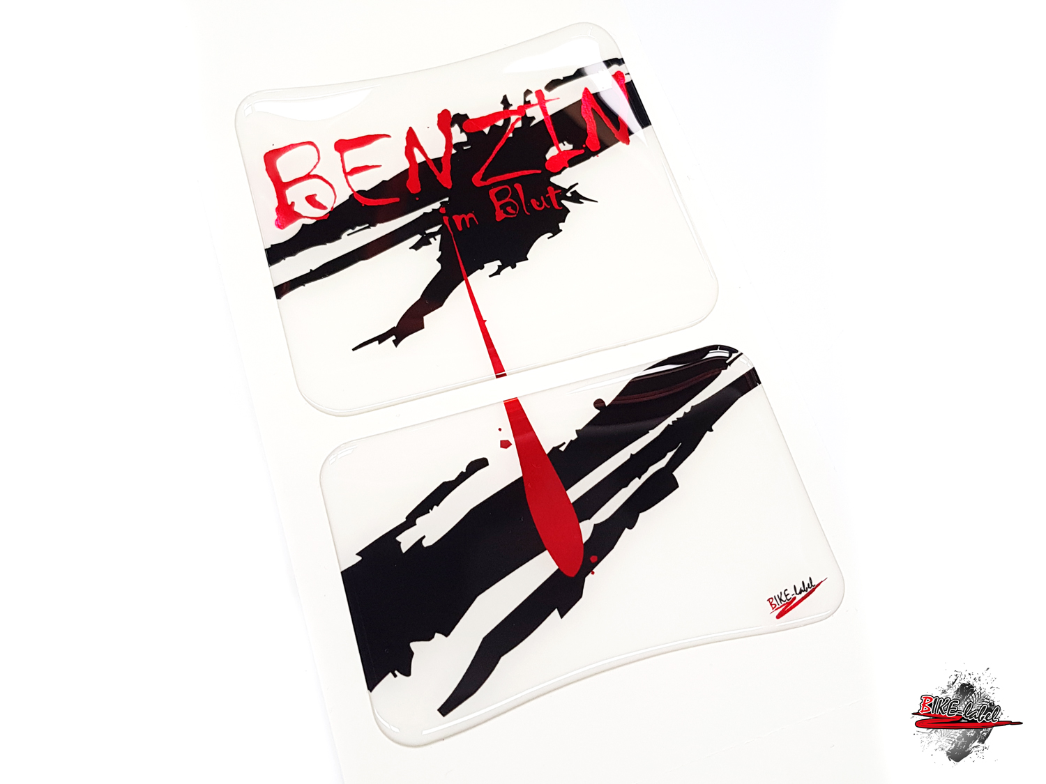 B-Ware Motorrad Tankpad Transparent Metallic Rot Benzin im Blut Lackschutz Aufkleber