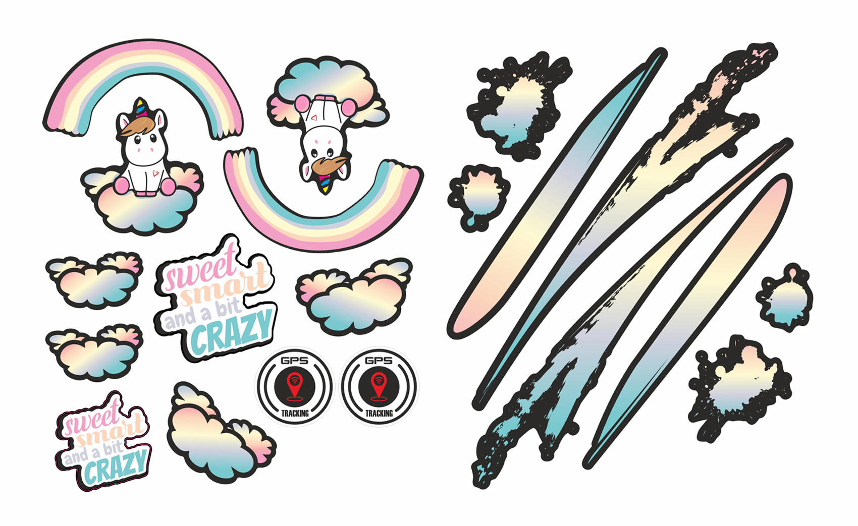 Sticker Vinyl Sticker 20-teiliges Deko Regenbogen Einhorn Kinderfahrrad E-Roller Sticker Vinyl Sticker 20-teiliges Deko Regenbogen Einhorn Kinderfahrrad E-Roller