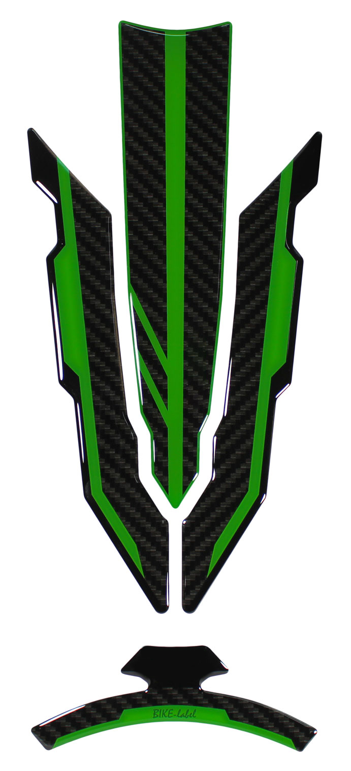 Tankpad Motorradaufkleber kompatibel für Kawasaki Z650 grün Carbon-Optik Tankpad Motorradaufkleber kompatibel für Kawasaki Z650 grün Carbon-Optik