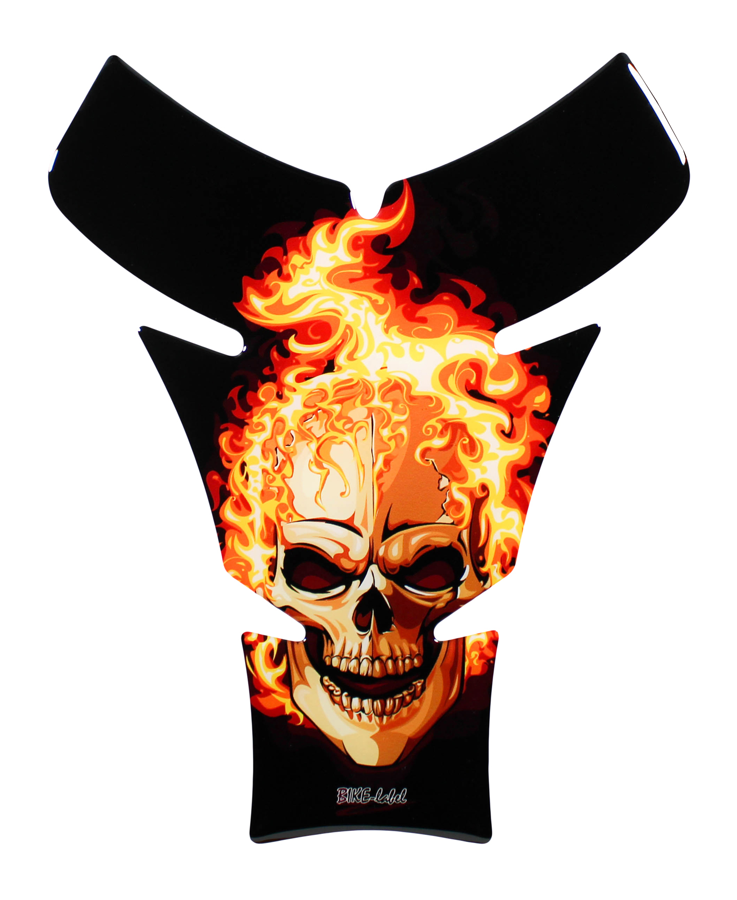 3D Aufkleber Motorrad Motorrad 3D Tankpad Sticker – Totenkopf-Flammen Design, Lackschutz für Tank