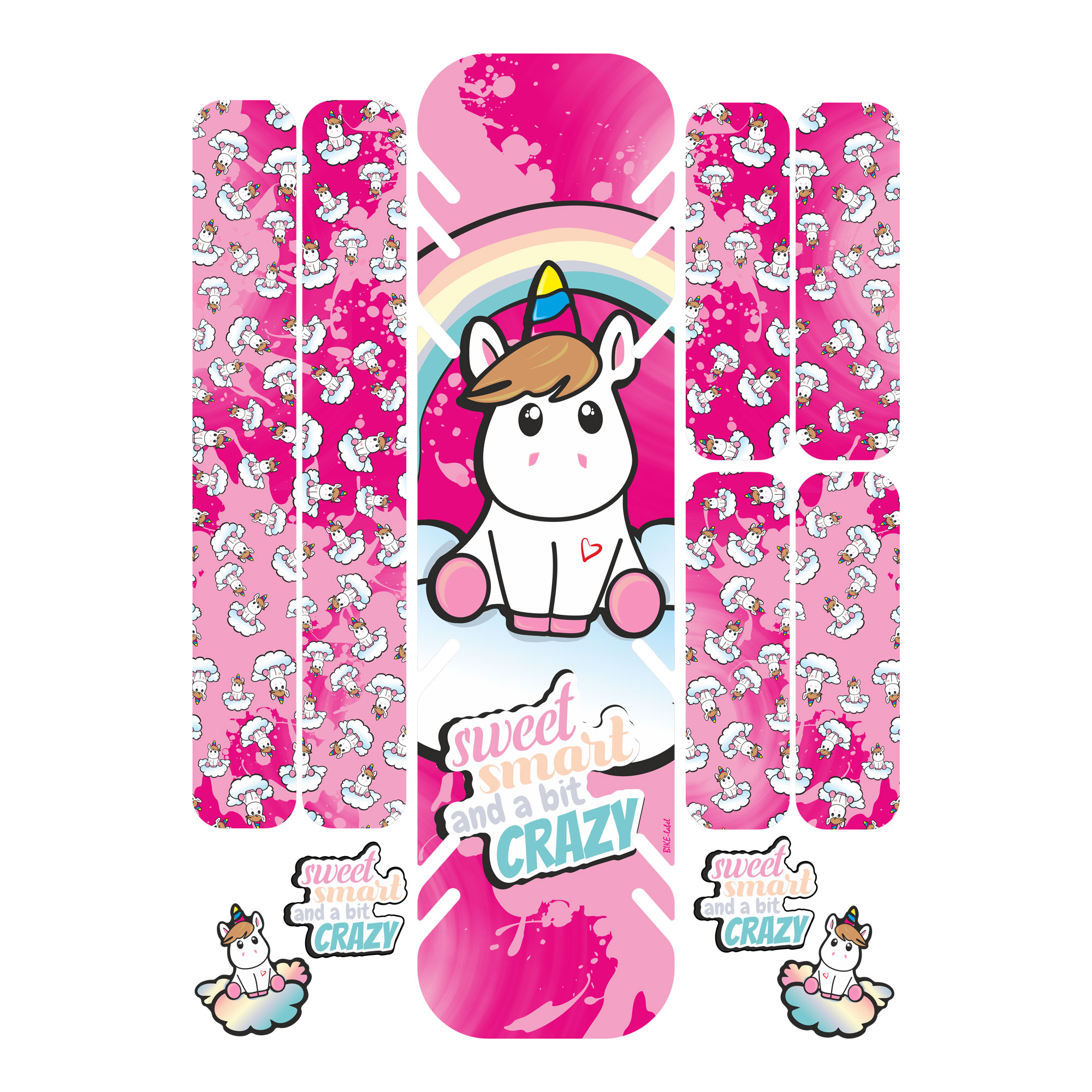 Fahrradaufkleber extra groß XL Sticker Set E-Bike Einhorn Pink Deko Fahrrad Fahrradaufkleber extra groß XL Sticker Set E-Bike Einhorn Pink Deko Fahrrad