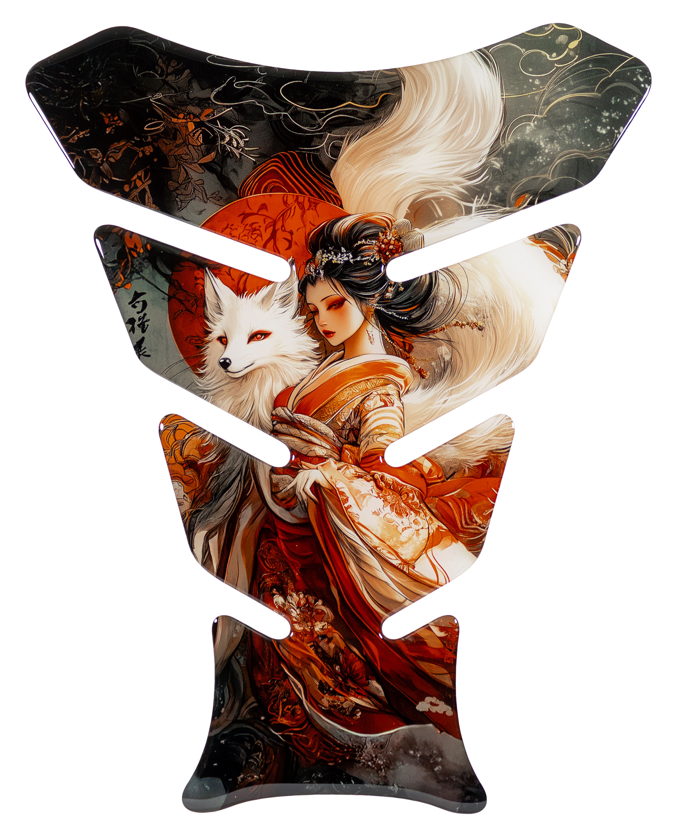 Tankpad Anime Kitsune Fuchsgeist mystisches Japan Design 3D Gel Sticker Motorrad