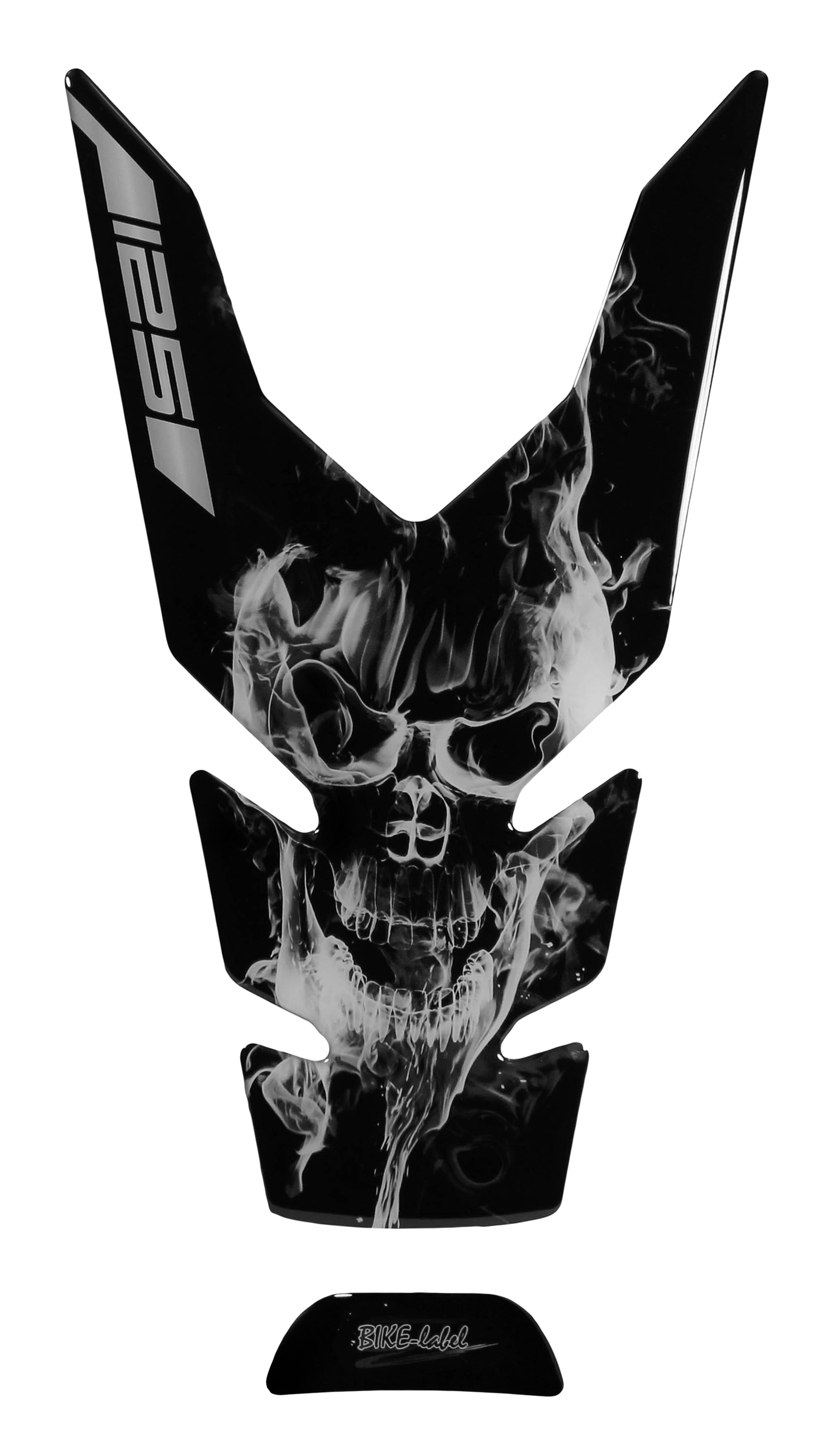 Motorrad Tankpad Totenkopf grau Lackschutz kompatibel mit Yamaha MT-125 ab 2022 Motorrad Tankpad Totenkopf grau Lackschutz kompatibel mit Yamaha MT-125 ab 2022