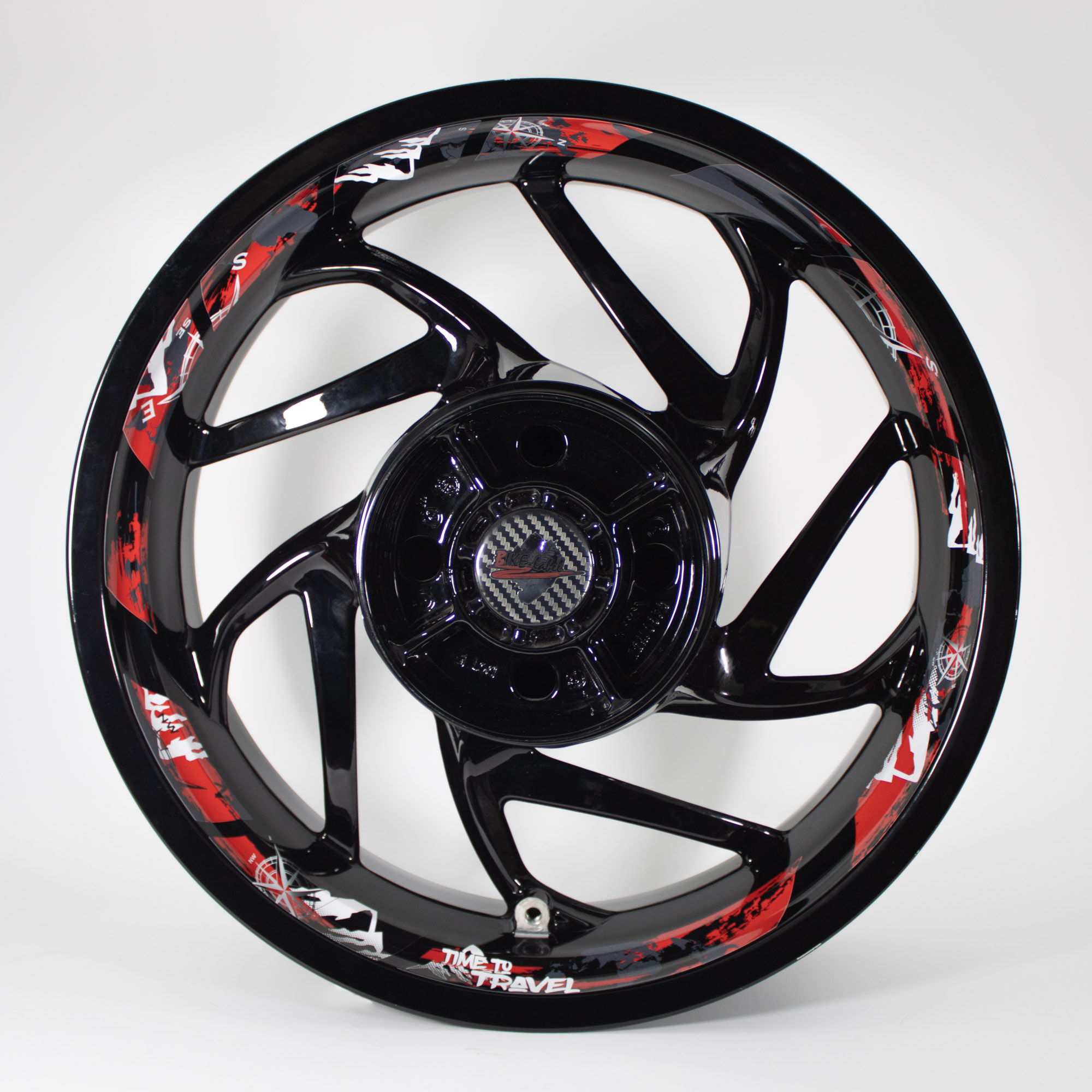 Extra breite Felgenbett Aufkleber Time To Travel 18er Set Rim Stripes Motorrad Auto
