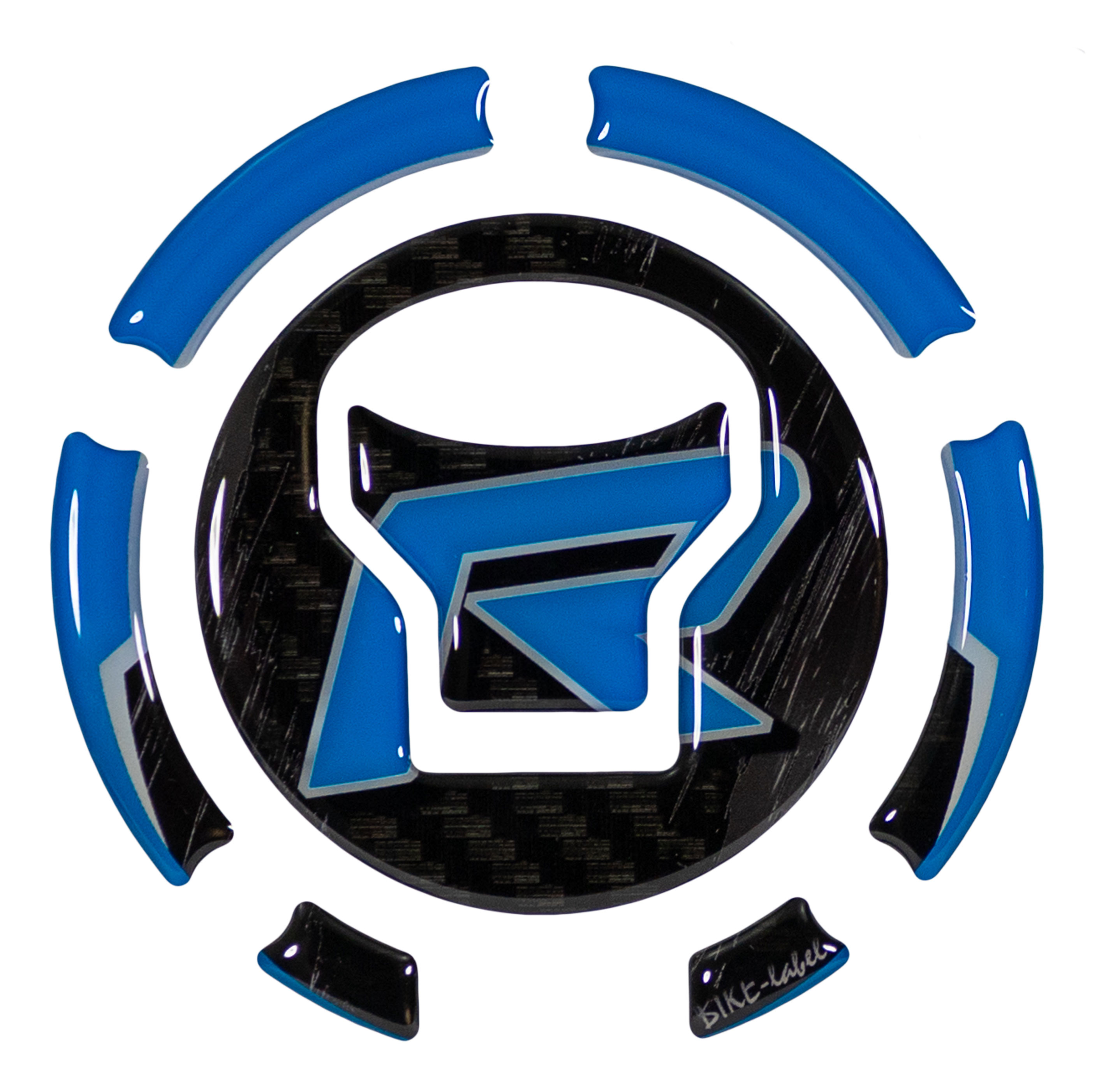 Tankdeckelpad Dekor 3D-Gel Sticker Carbon-Optik blau kompatibel für Honda CB125R Tankdeckelpad Dekor 3D-Gel Sticker Carbon-Optik blau kompatibel für Honda CB125R