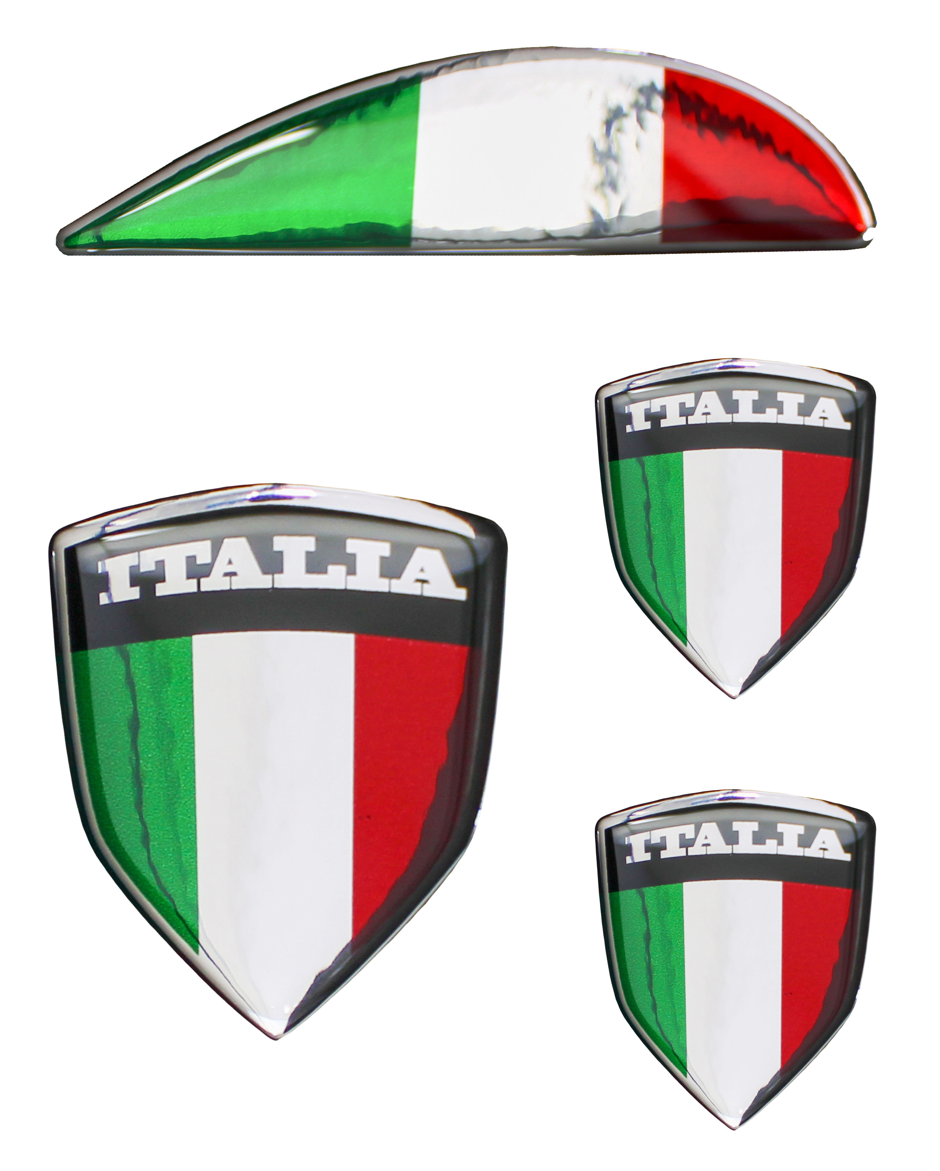 Seitenhaube Chrom Sticker Deko Set 3D Italia kompatibel mit Vespa GTS Super 125 Seitenhaube Chrom Sticker Deko Set 3D Italia kompatibel mit Vespa GTS Super 125