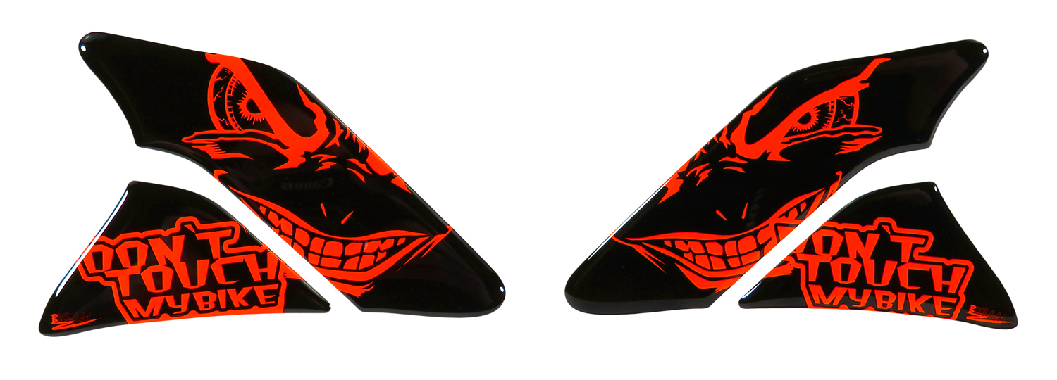 Motorrad Seitentankpad Gel Aufkleber böse Augen dont touch my bike Motorrad Seitentankpad Gel Aufkleber böse Augen dont touch my bike