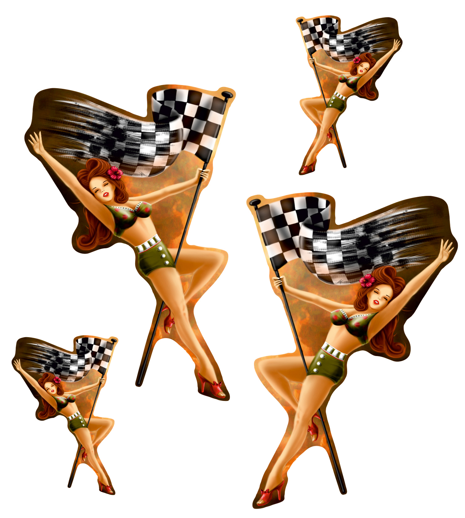 Sticker Pin Up 4 Stück Dekoaufkleber Laptop Scooter Tuning Sticker Handy E-Bike