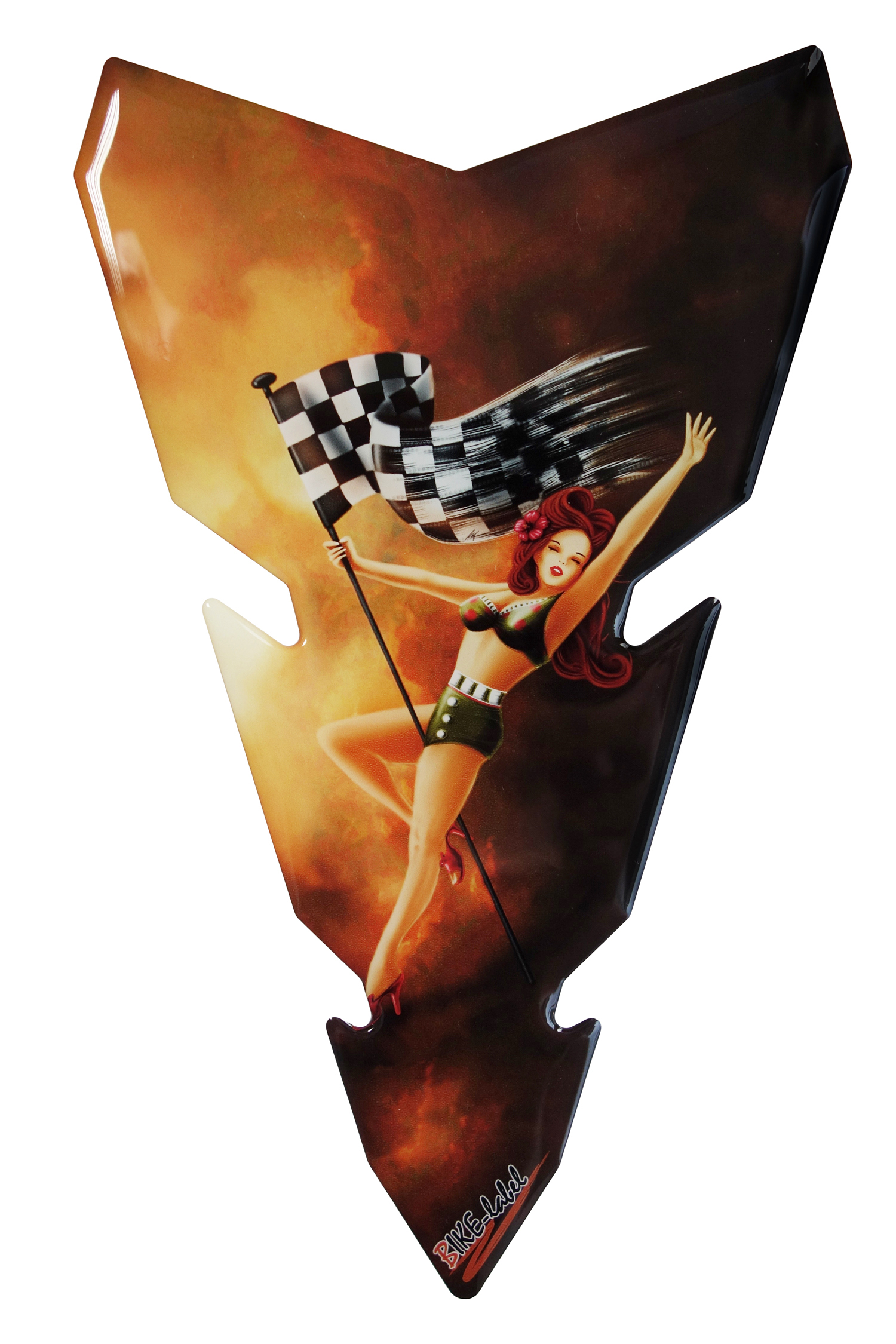 B-Ware Tankpad Motorrad 3D Aufkleber Pin Up Girl Racing Lackschutz Kratzschutz