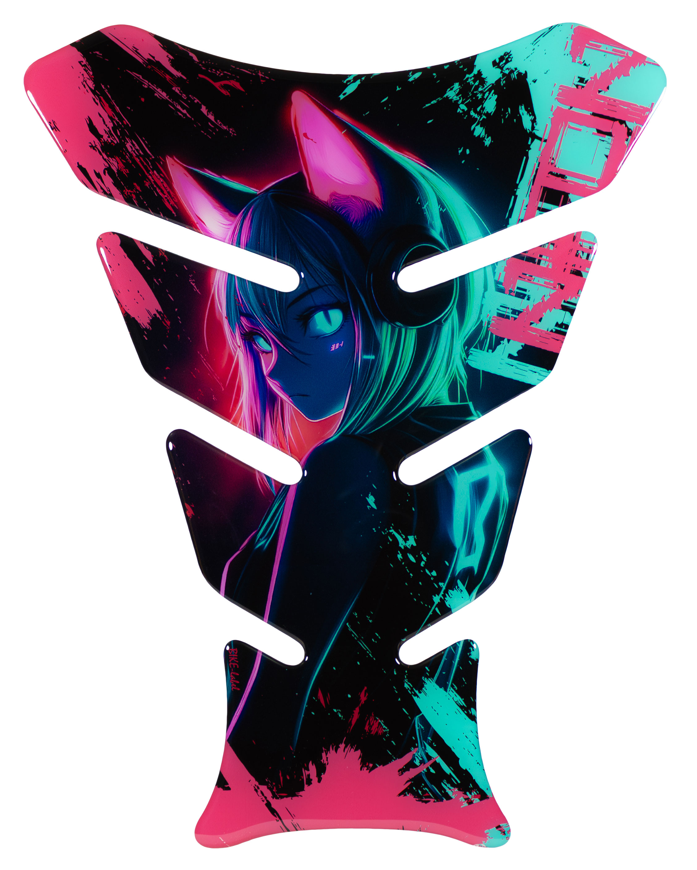 Anime Catgirl Cyber Tankpad Motorrad Kawaii pink cyan edgy Style 3D Gel Sticker