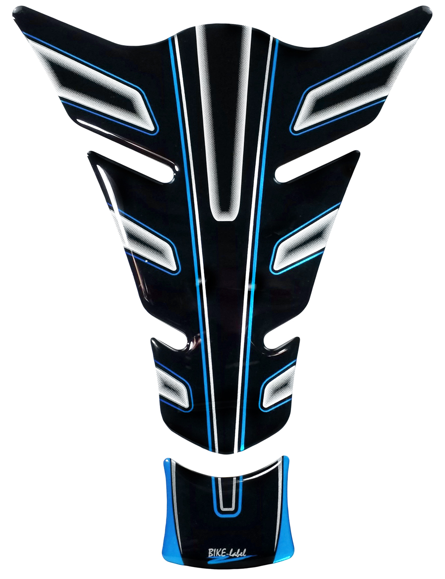 3D Gel Tankpad metallic Silver Blue Stripes– Racing Look & Lackschutz für dein Motorrad