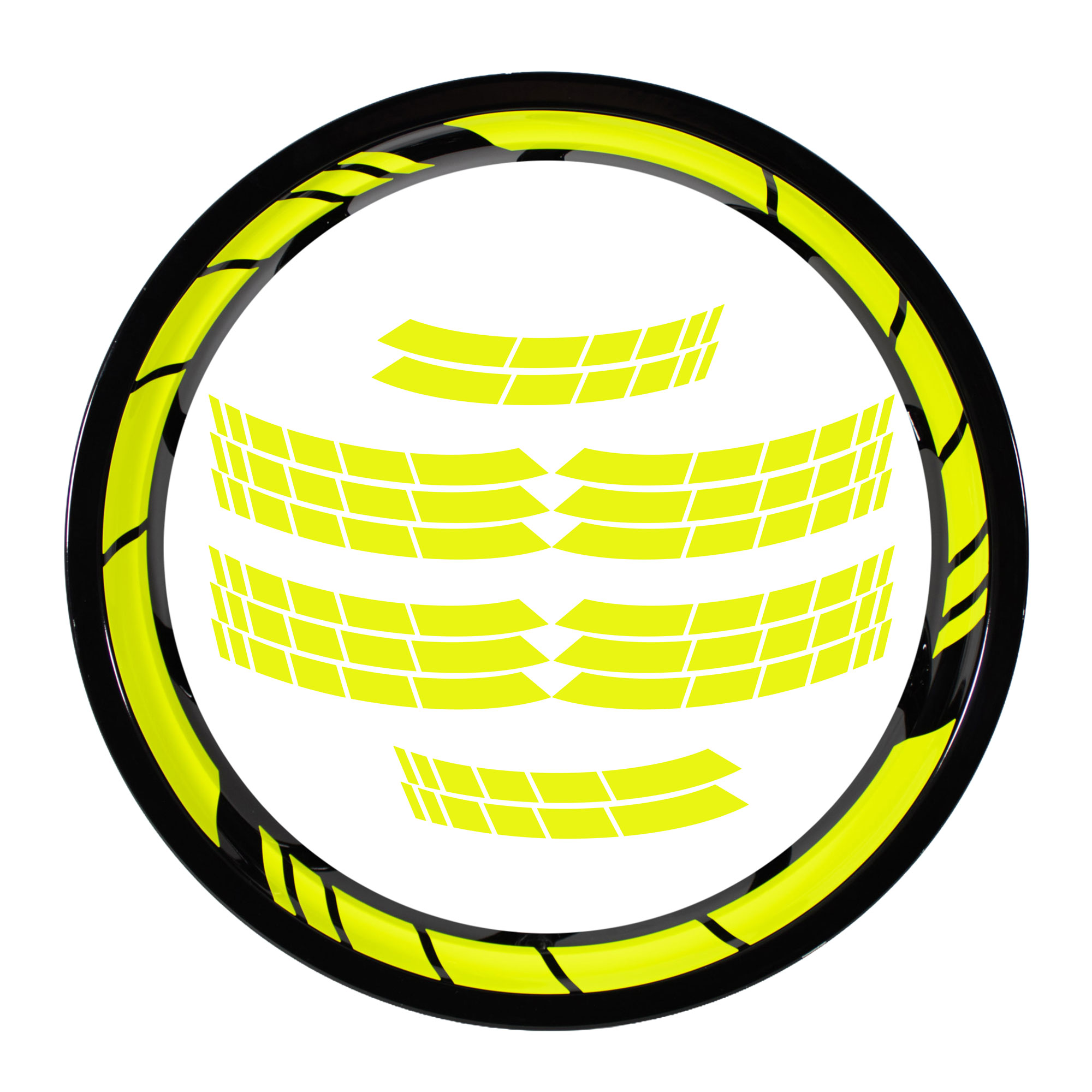 Felgenbett Aufkleber GP Style Neon Gelb 16er Set Rim Stripes Motorrad Auto