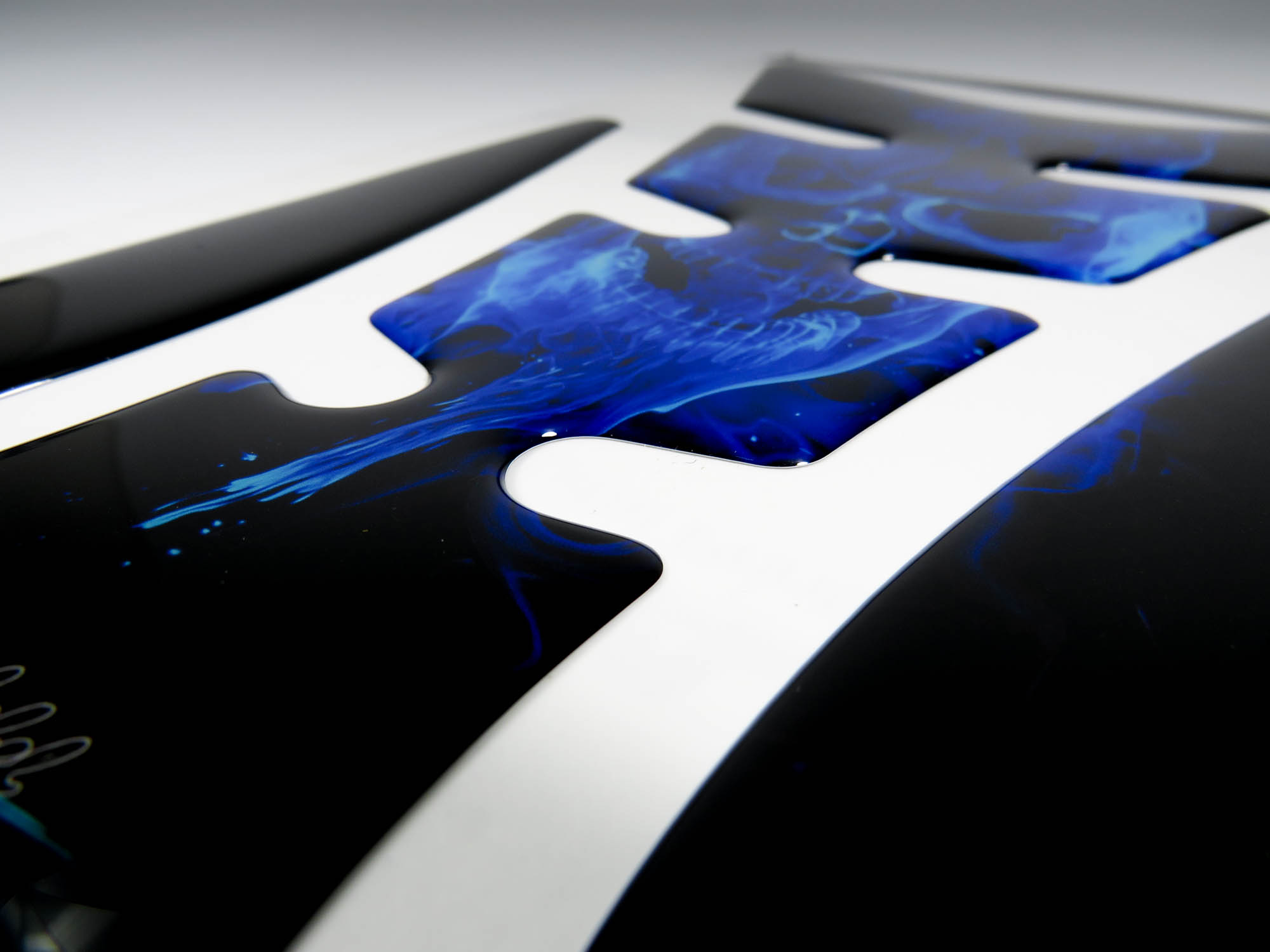 Motorrad Tankpad Aufkleber 3D – Totenkopf Flammen Blau – Lackschutzfolie
