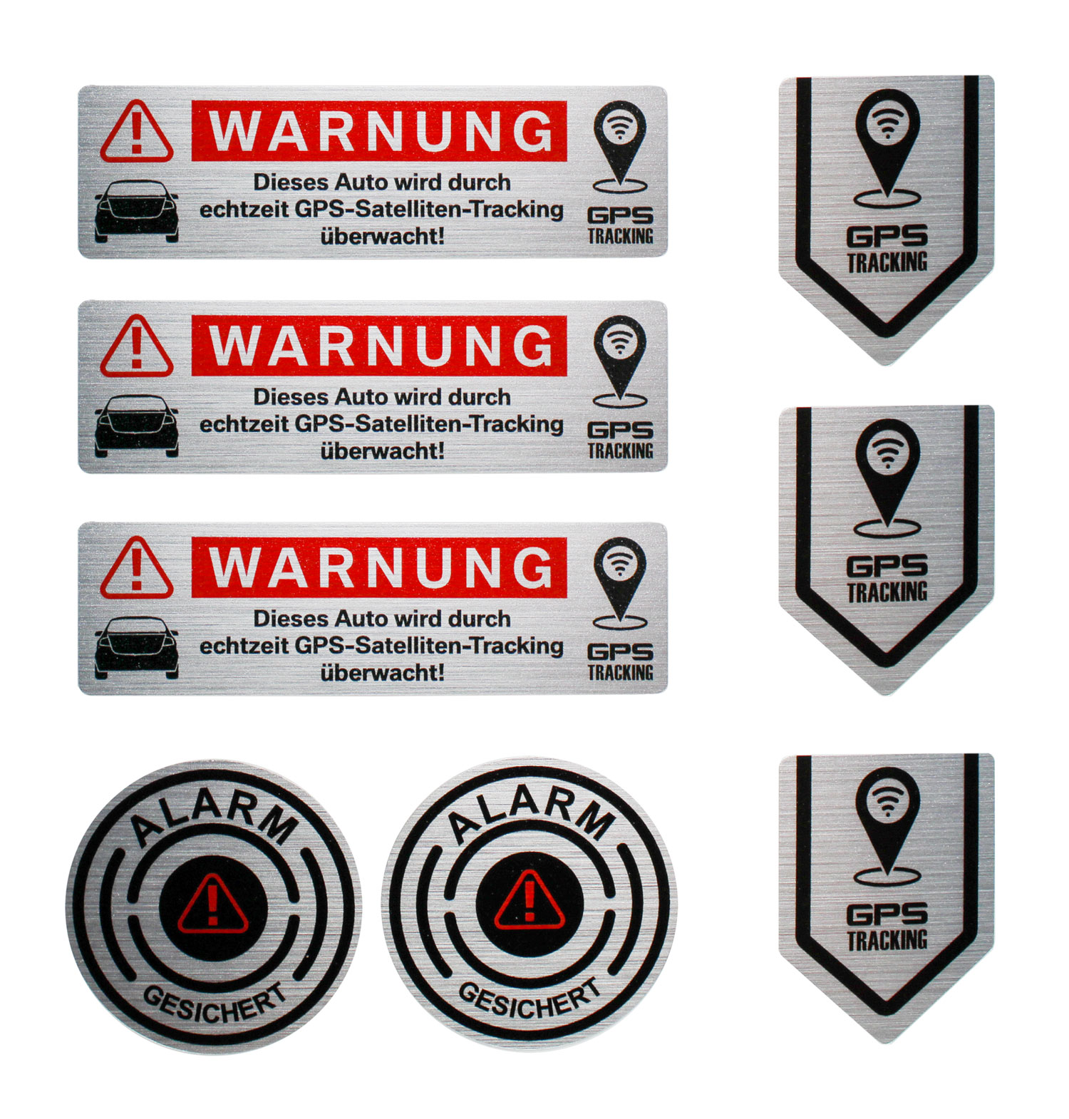 Anti Diebstahl GPS Tracking Sticker alu gebürstet 8 Stück Auto Motorrad Fahrrad Anti Diebstahl GPS Tracking Sticker alu gebürstet 8 Stück Auto Motorrad Fahrrad