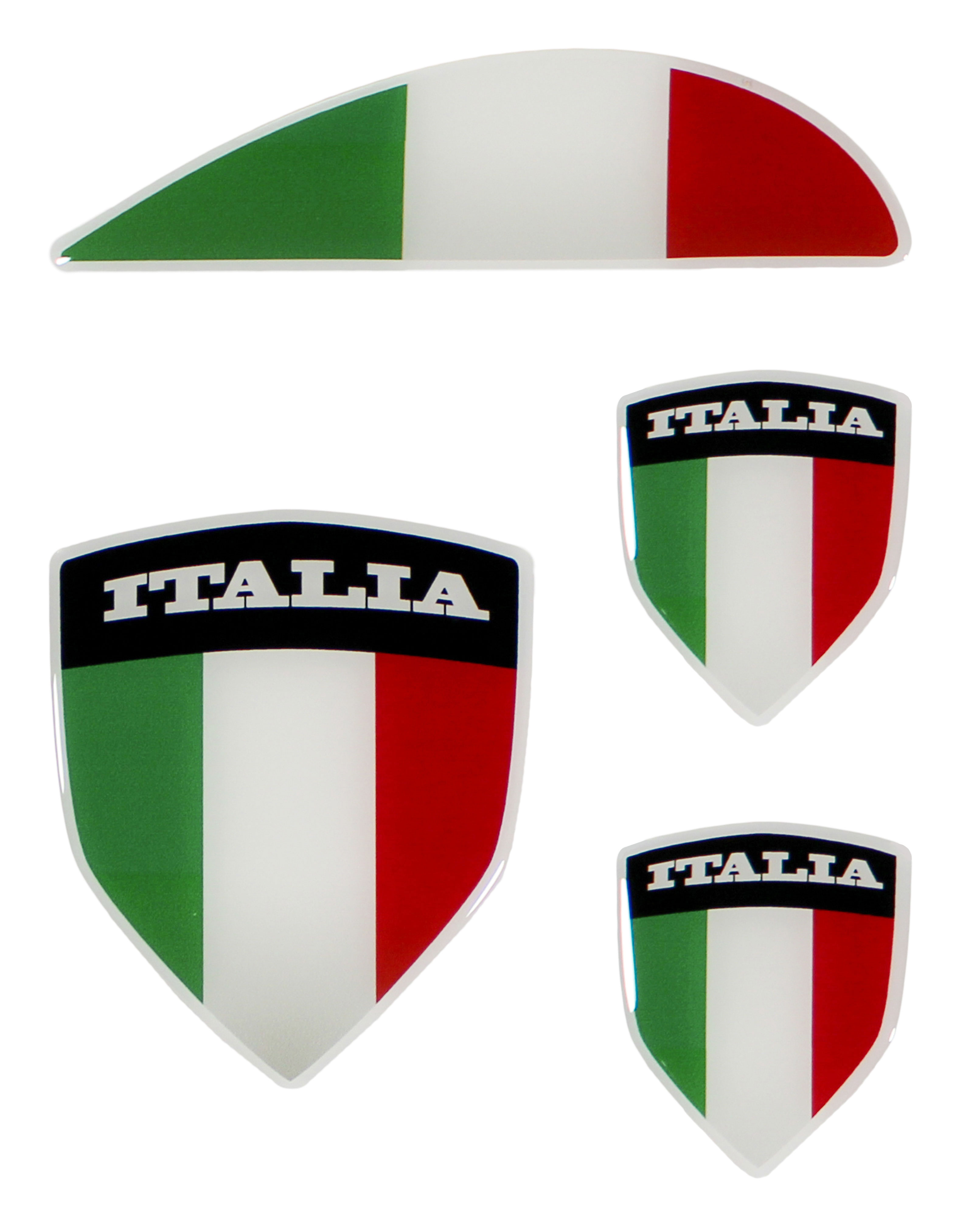 Seitenhaube Sticker Deko Set 3D Italia kompatibel mit Vespa GTS 125 + Super 125