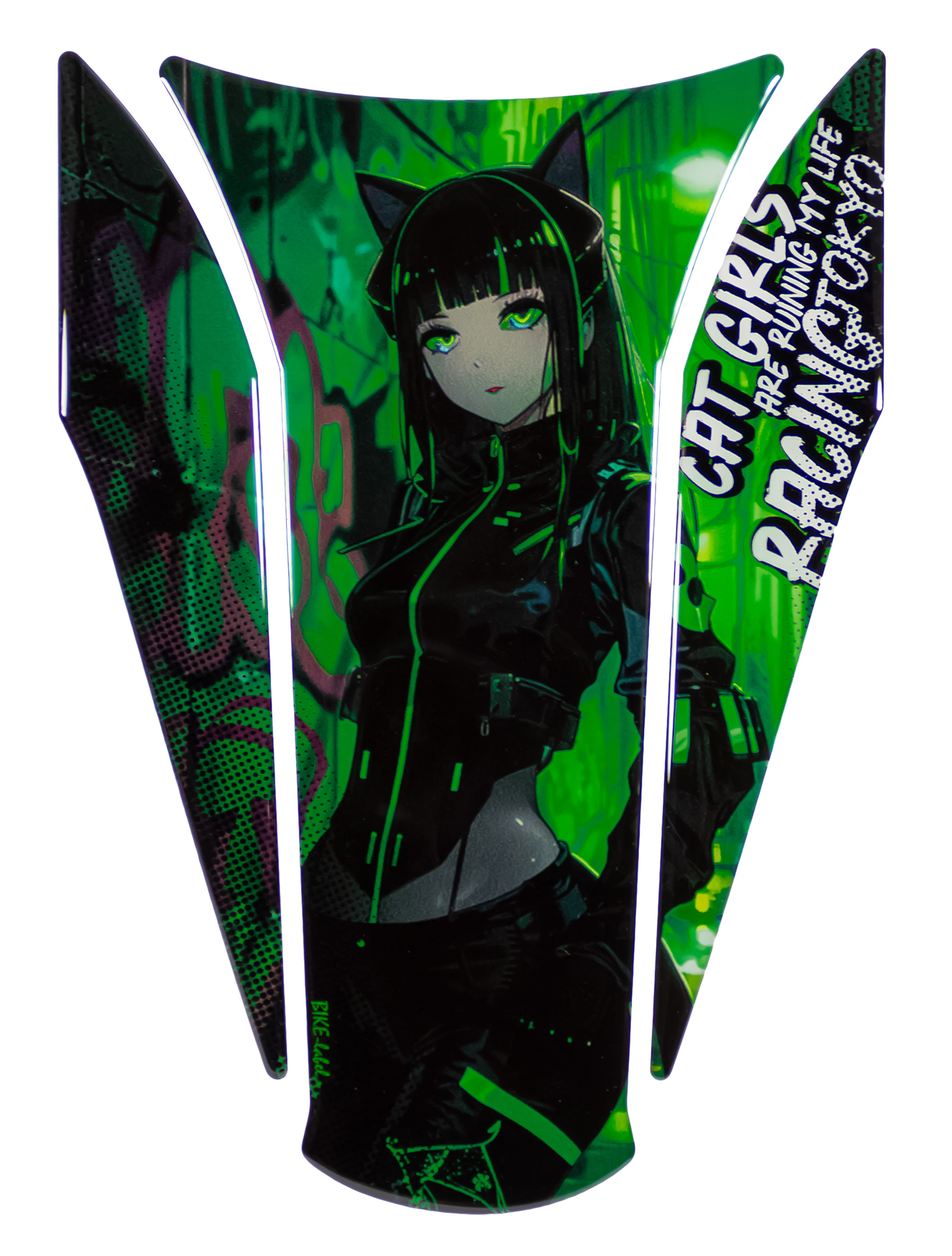 Tankpad 3D Lackschschutz Anime Cat Girl Dunkel Grün kompatibel mit Kawasaki Z900 Tankpad 3D Lackschschutz Anime Cat Girl Dunkel Grün kompatibel mit Kawasaki Z900