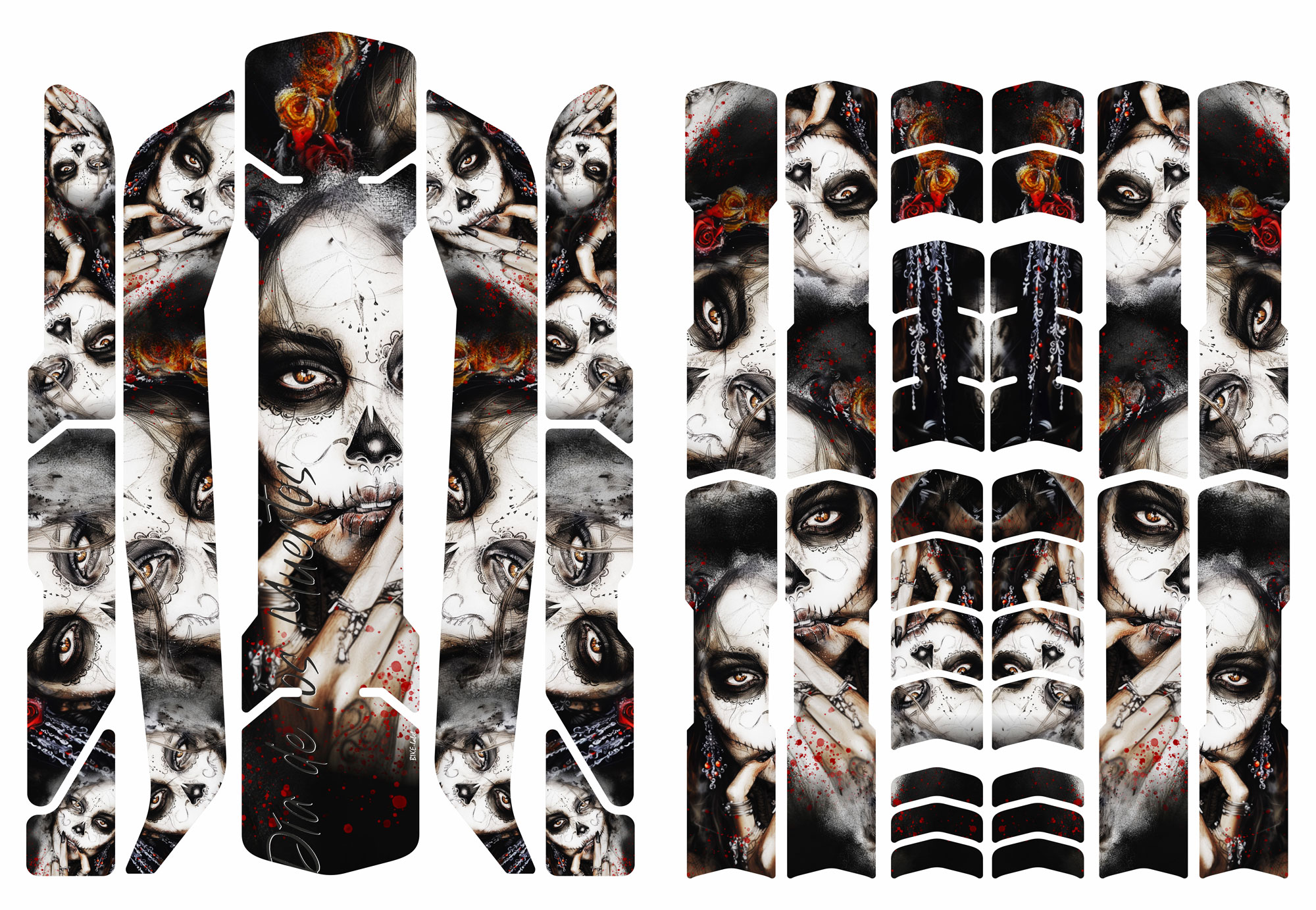 Rahmenschutz Fahrrad XL Sticker E-Bike Stickerset Dia de Los Muertos Aufkleber Rahmenschutz Fahrrad XL Sticker E-Bike Stickerset Dia de Los Muertos Aufkleber