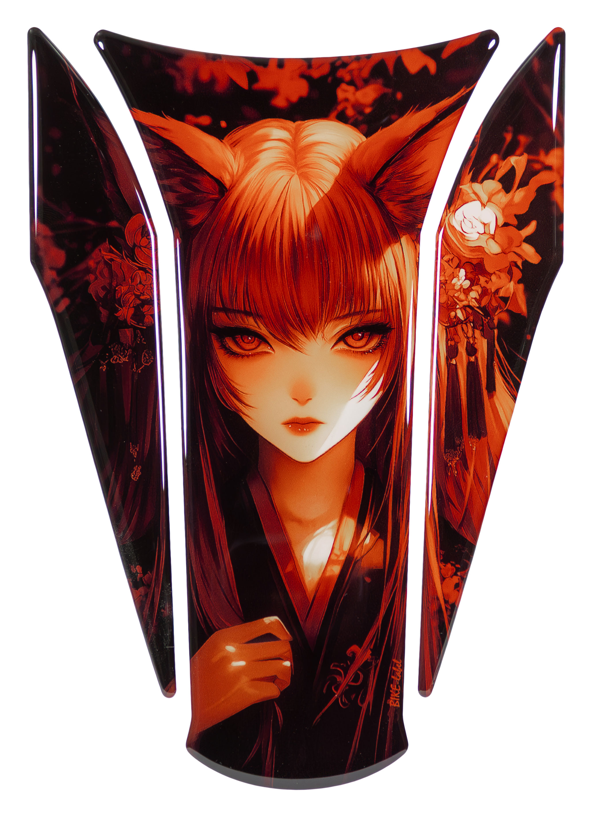 Tankpad Motorrad Anime Kitsune Fuchsmädchen rot Kimono japan Look 3D Gel Sticker Tankpad Motorrad Anime Kitsune Fuchsmädchen rot Kimono japan Look 3D Gel Sticker