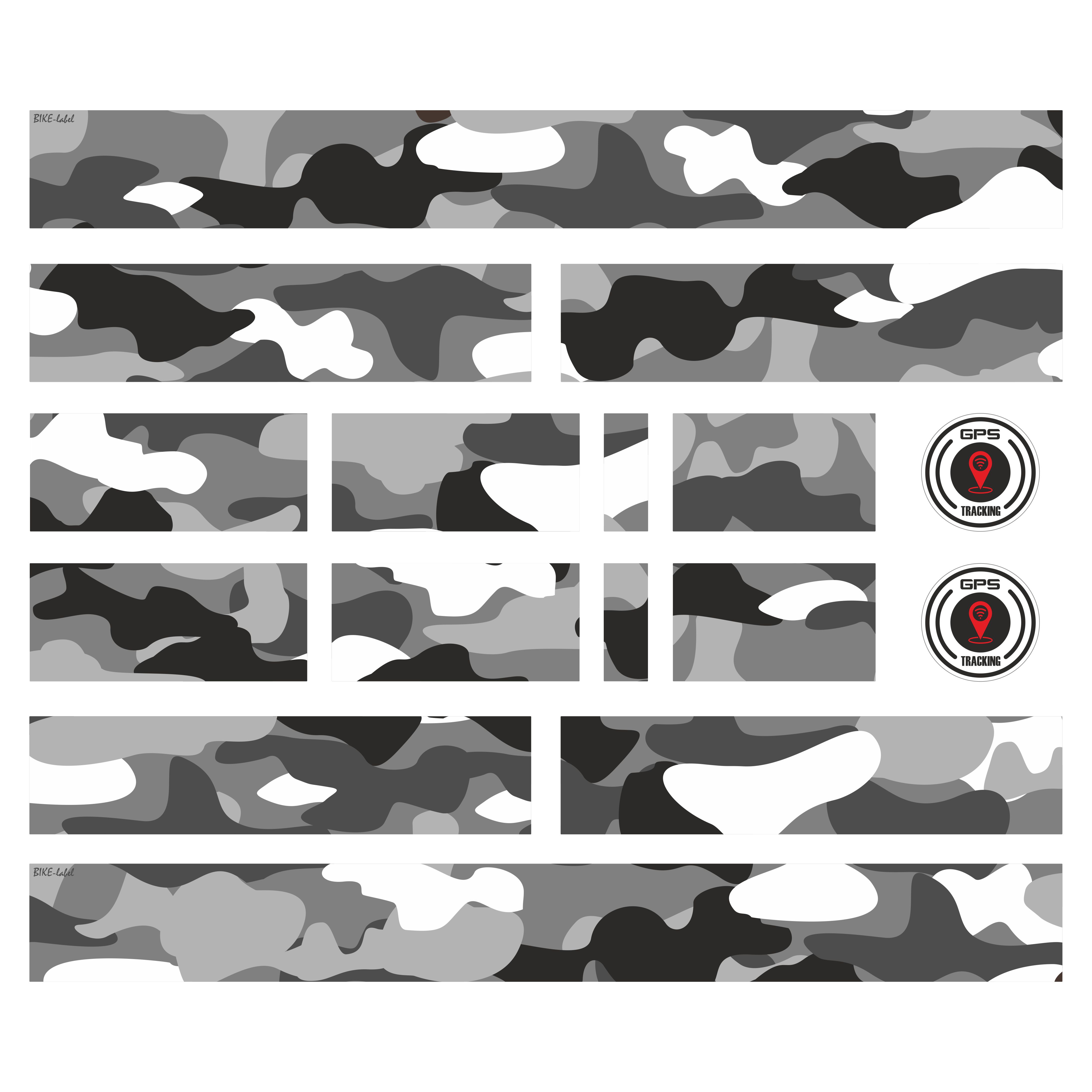 Fahrrad Rahmen Aufkleber XL Sticker Set E-Bike Roller Camouflage Grau Fahrrad Rahmen Aufkleber XL Sticker Set E-Bike Roller Camouflage Grau